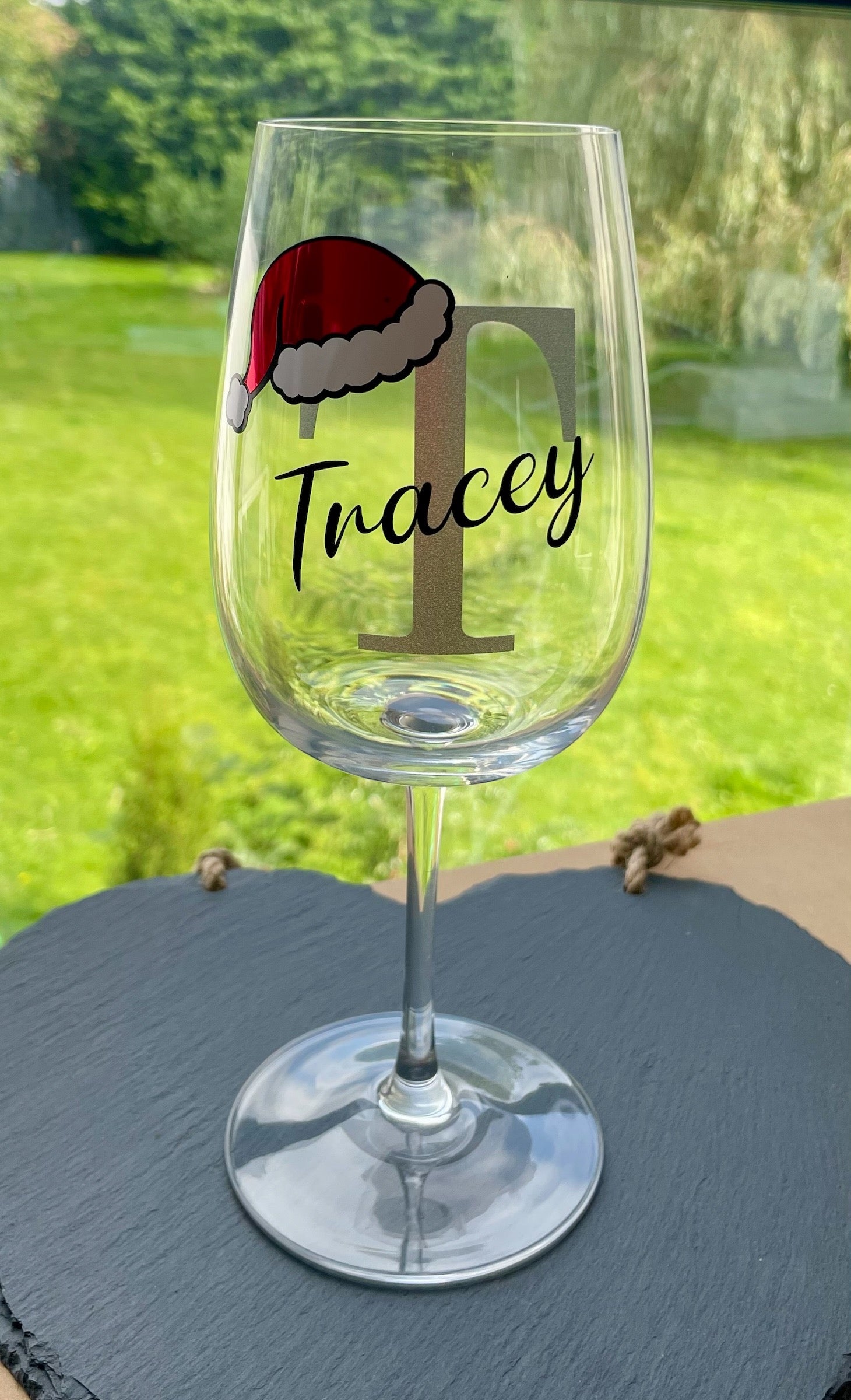 Personalised Initial Christmas Glass | Custom Festive Wine / Champagne / Stemless Glass