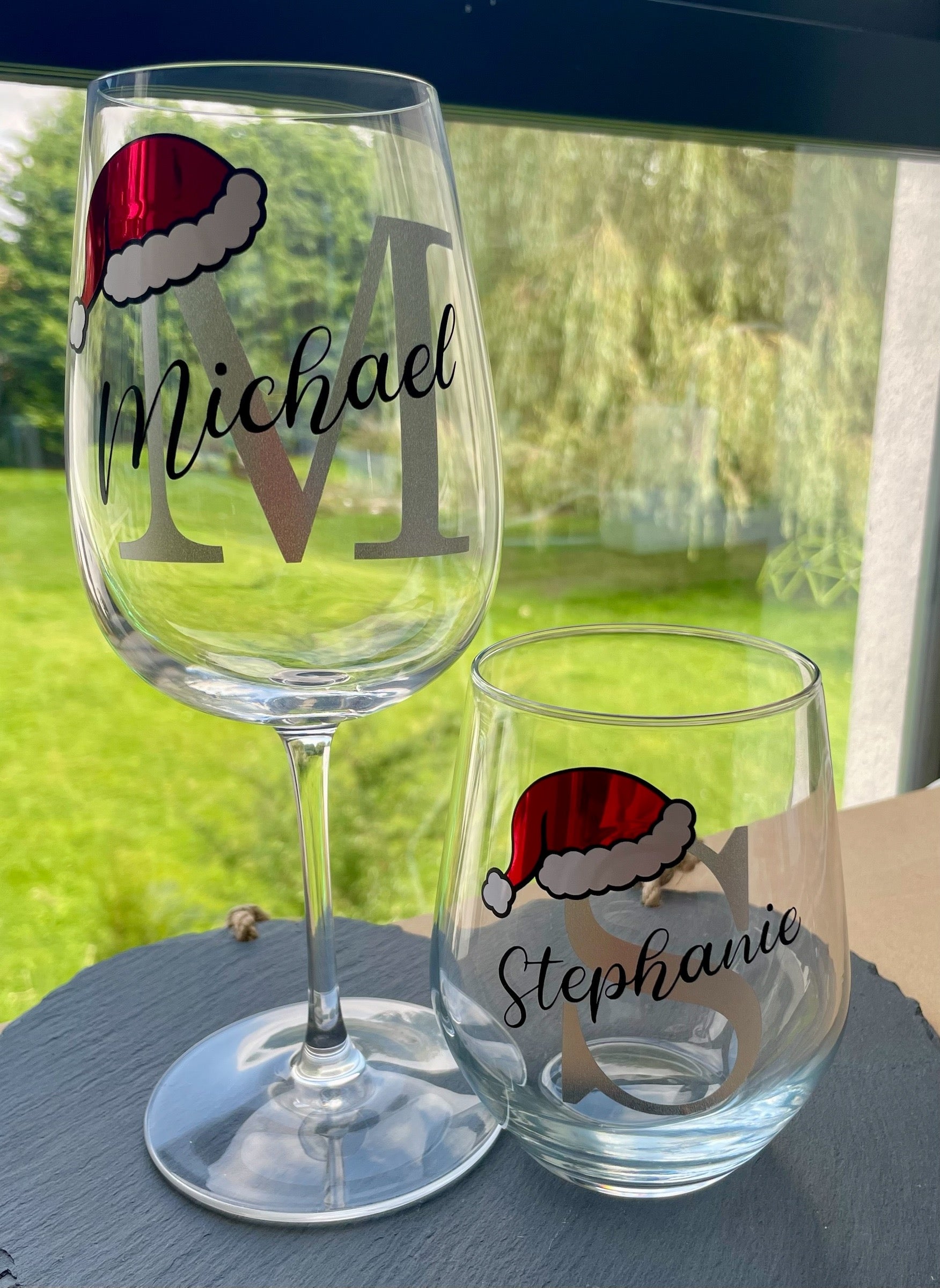 Personalised Initial Christmas Glass | Custom Festive Wine / Champagne / Stemless Glass