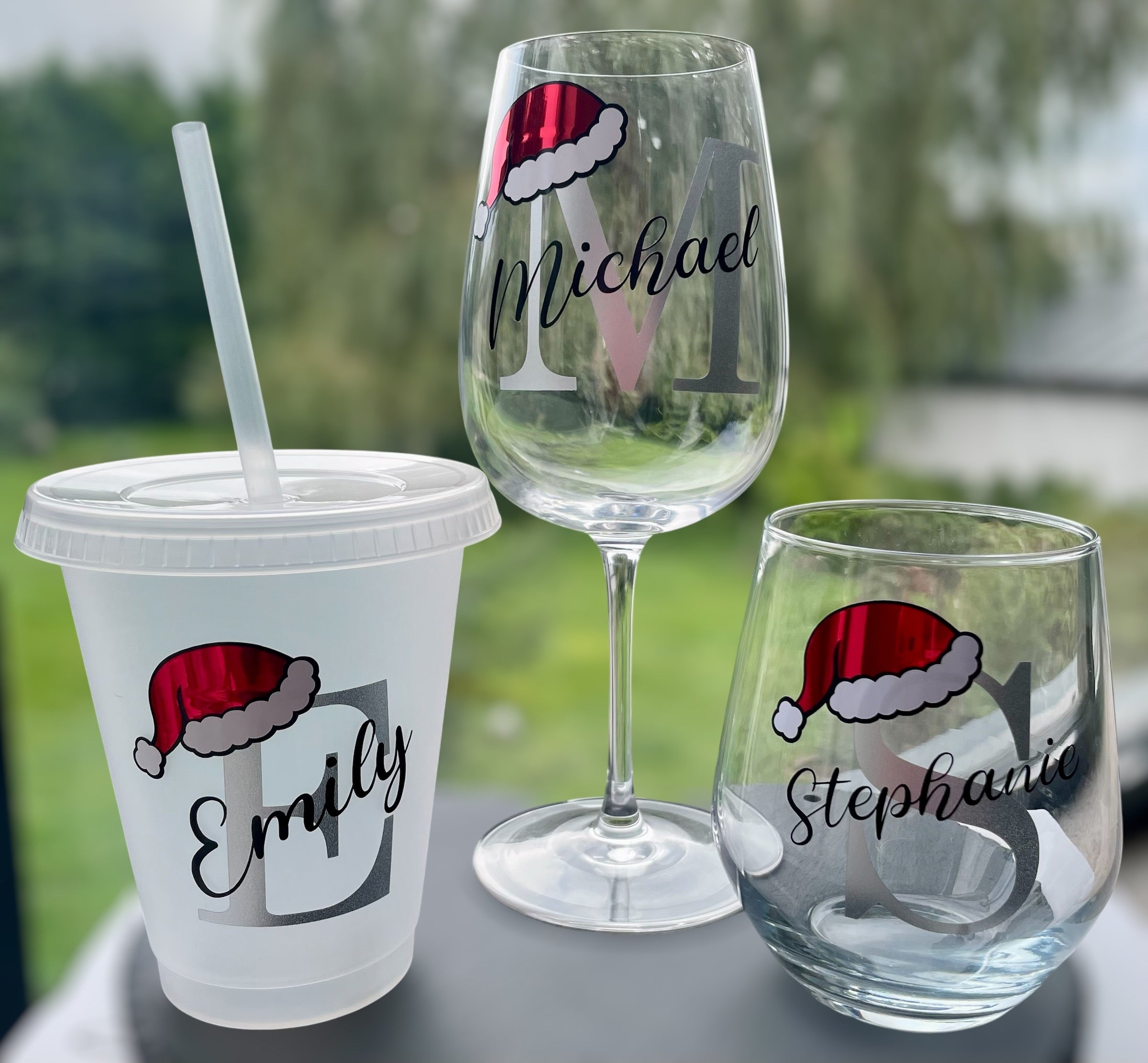 Personalised Initial Christmas Glass | Custom Festive Wine / Champagne / Stemless Glass