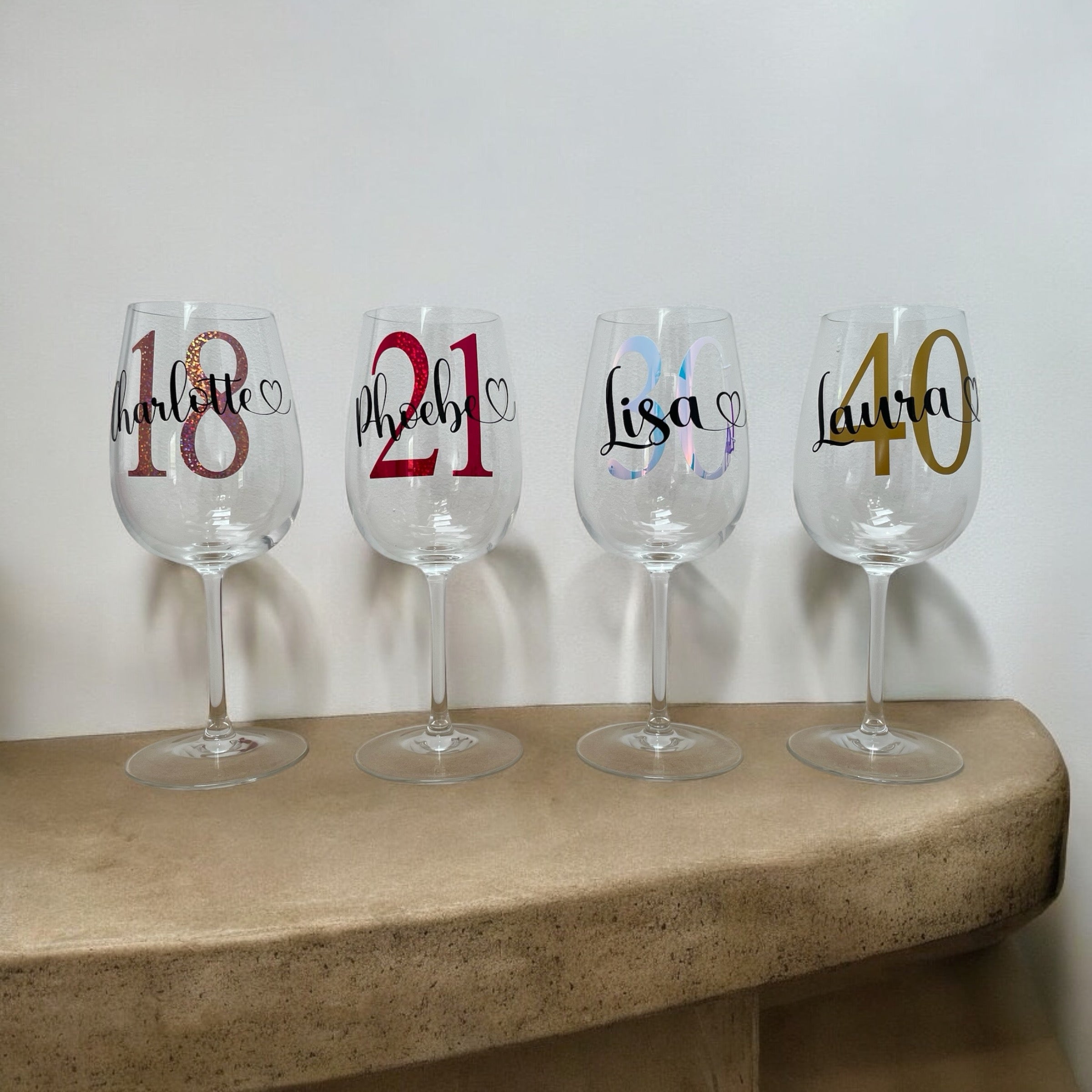 Personalised Birthday Glass – Custom Name & Age Wine Glass or Tumbler