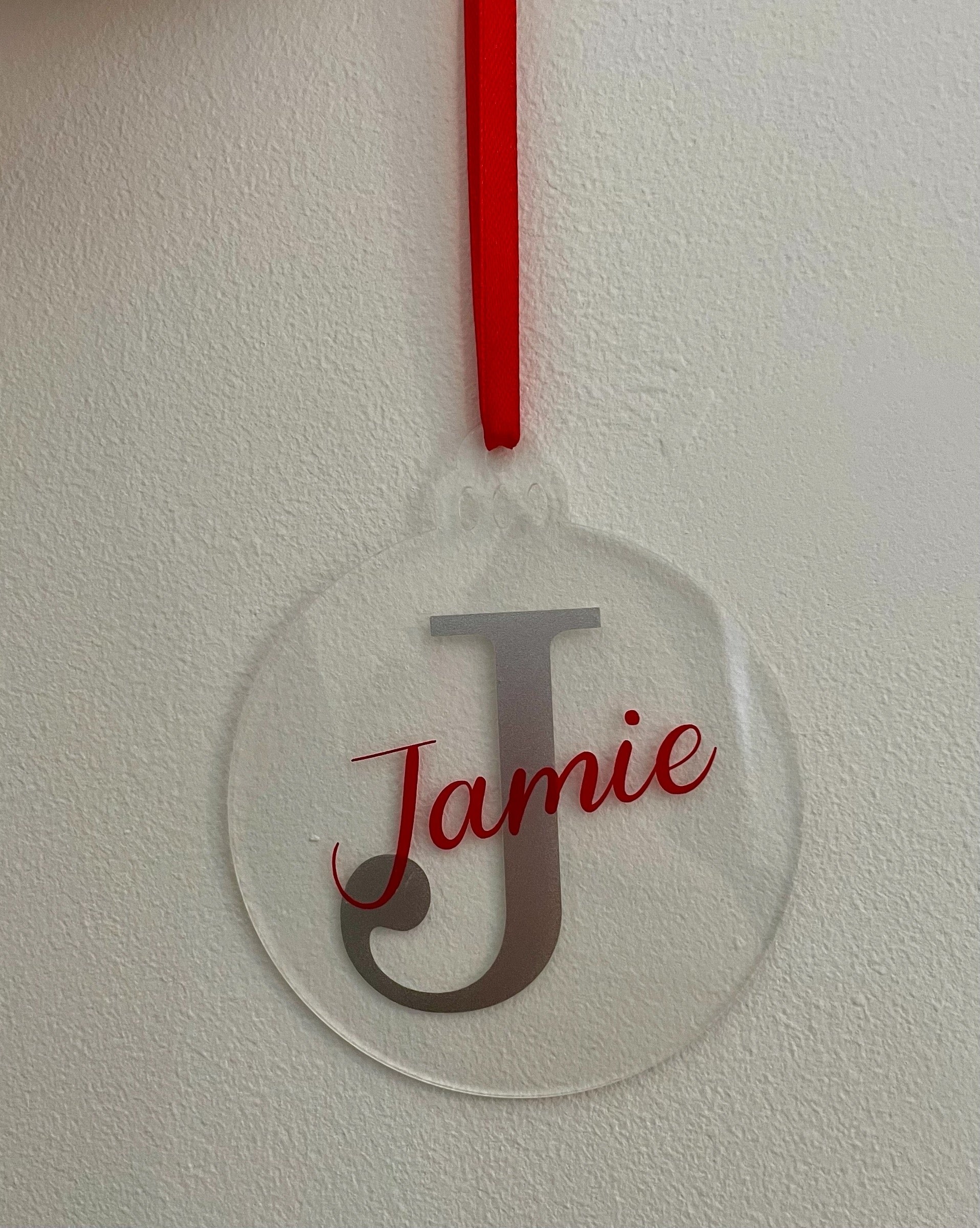 Personalised Acrylic Christmas Bauble: Custom Initial & Name Decoration