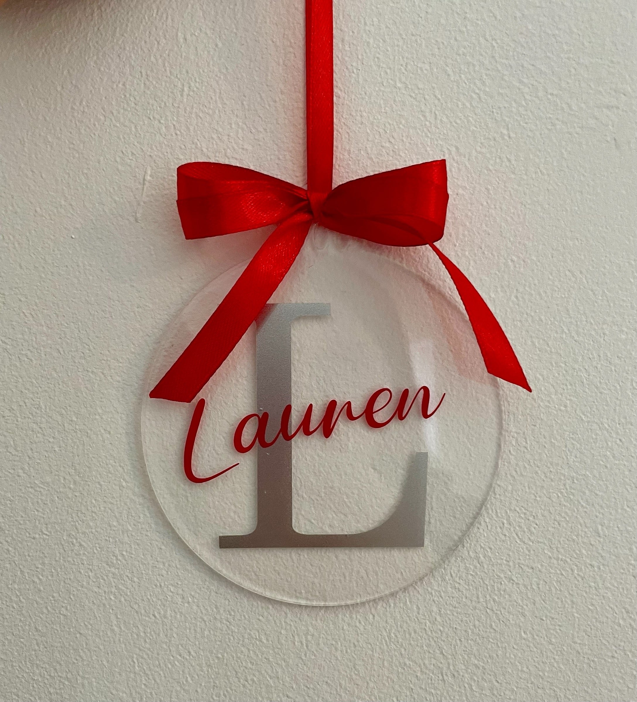 Personalised Acrylic Christmas Bauble: Custom Initial & Name Decoration