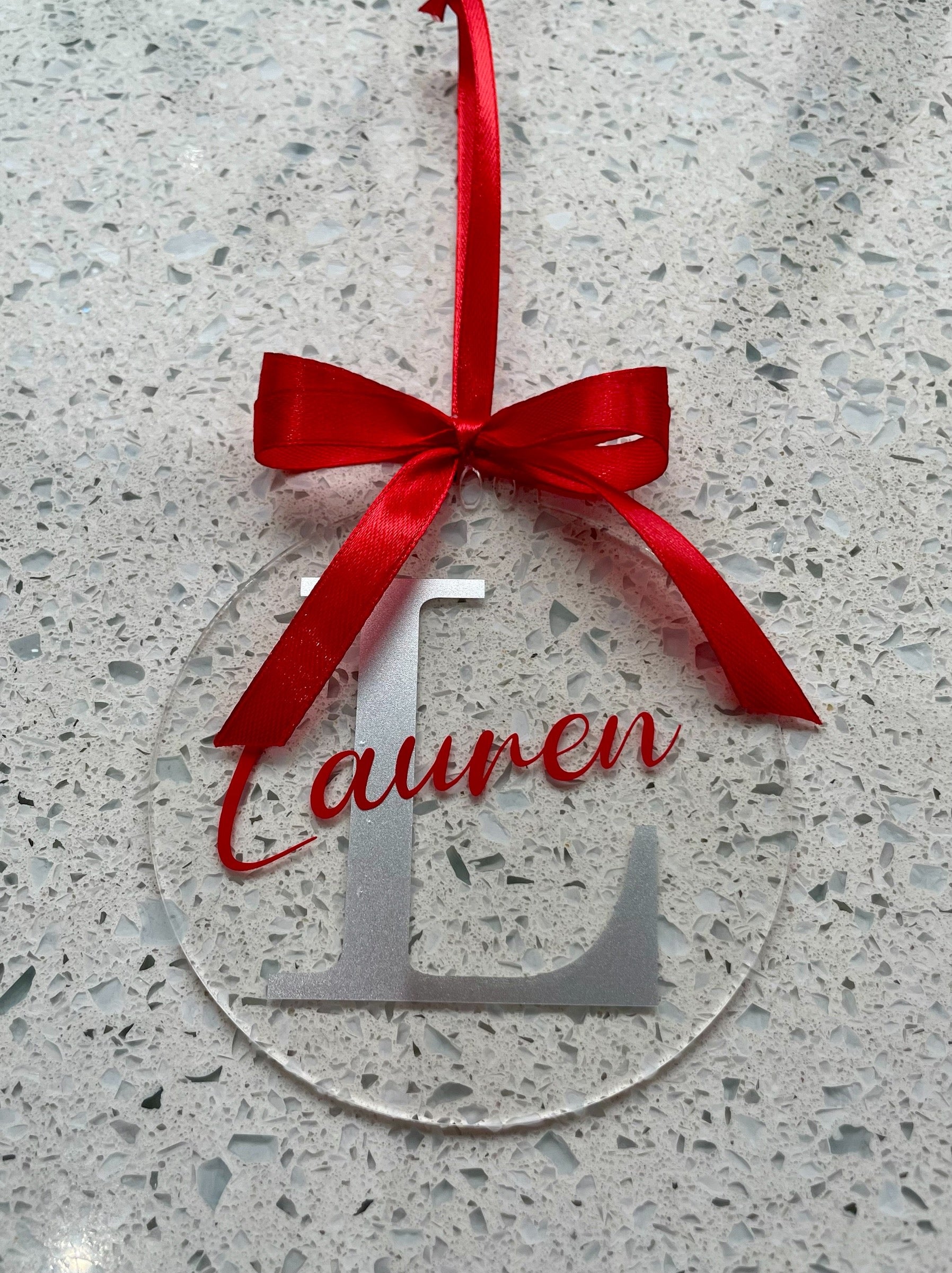 Personalised Acrylic Christmas Bauble: Custom Initial & Name Decoration