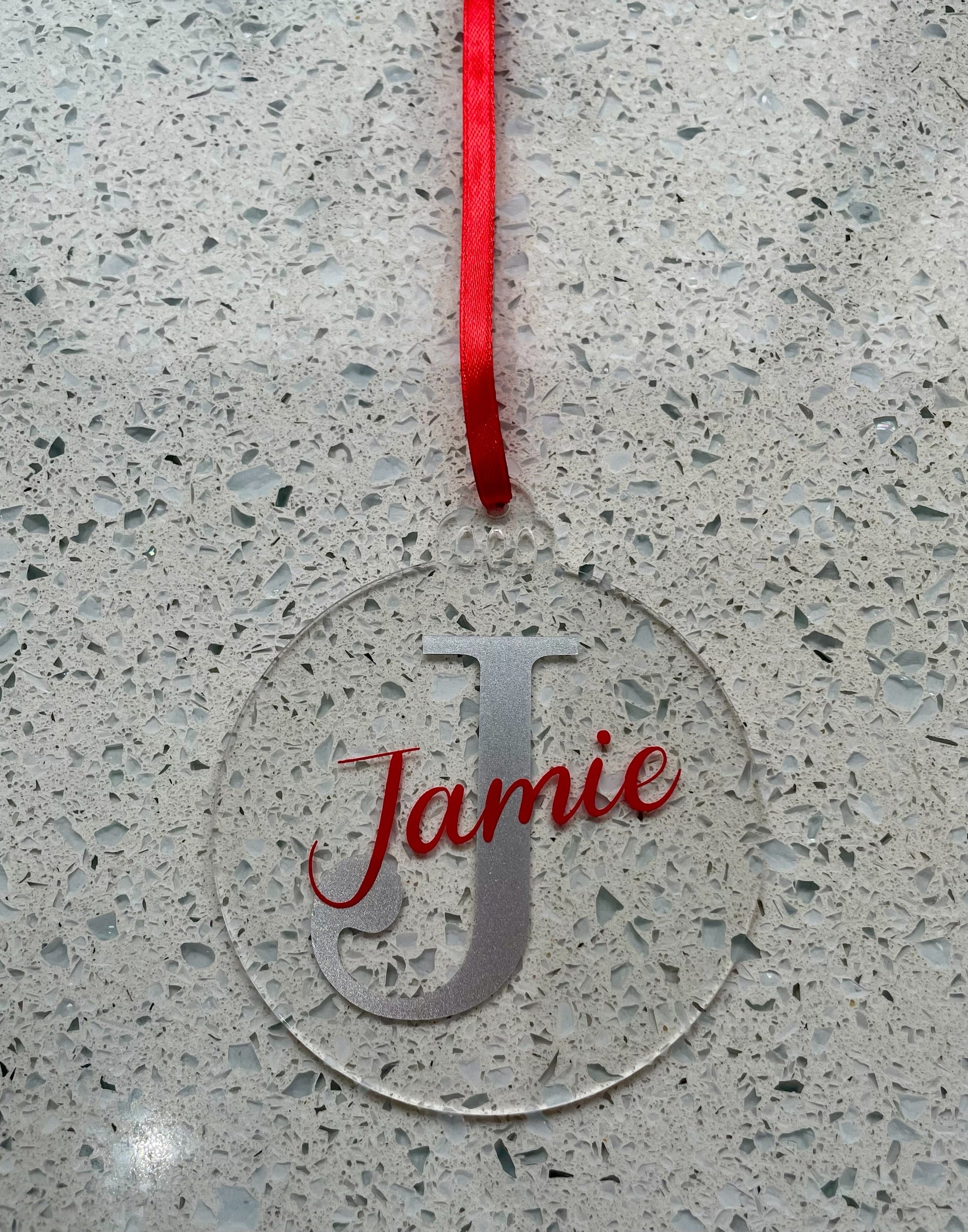 Personalised Acrylic Christmas Bauble: Custom Initial & Name Decoration