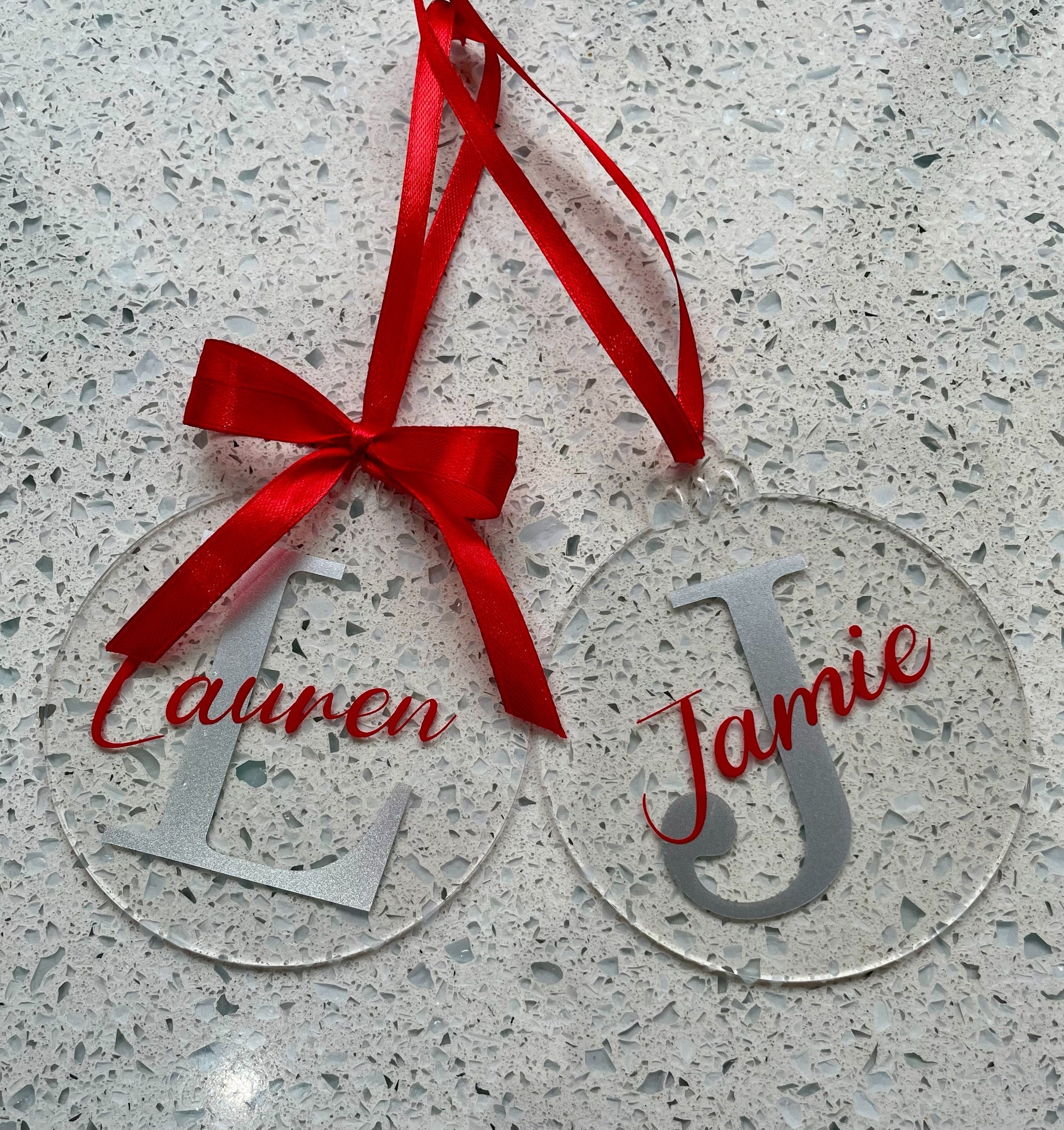 Personalised Acrylic Christmas Bauble: Custom Initial & Name Decoration