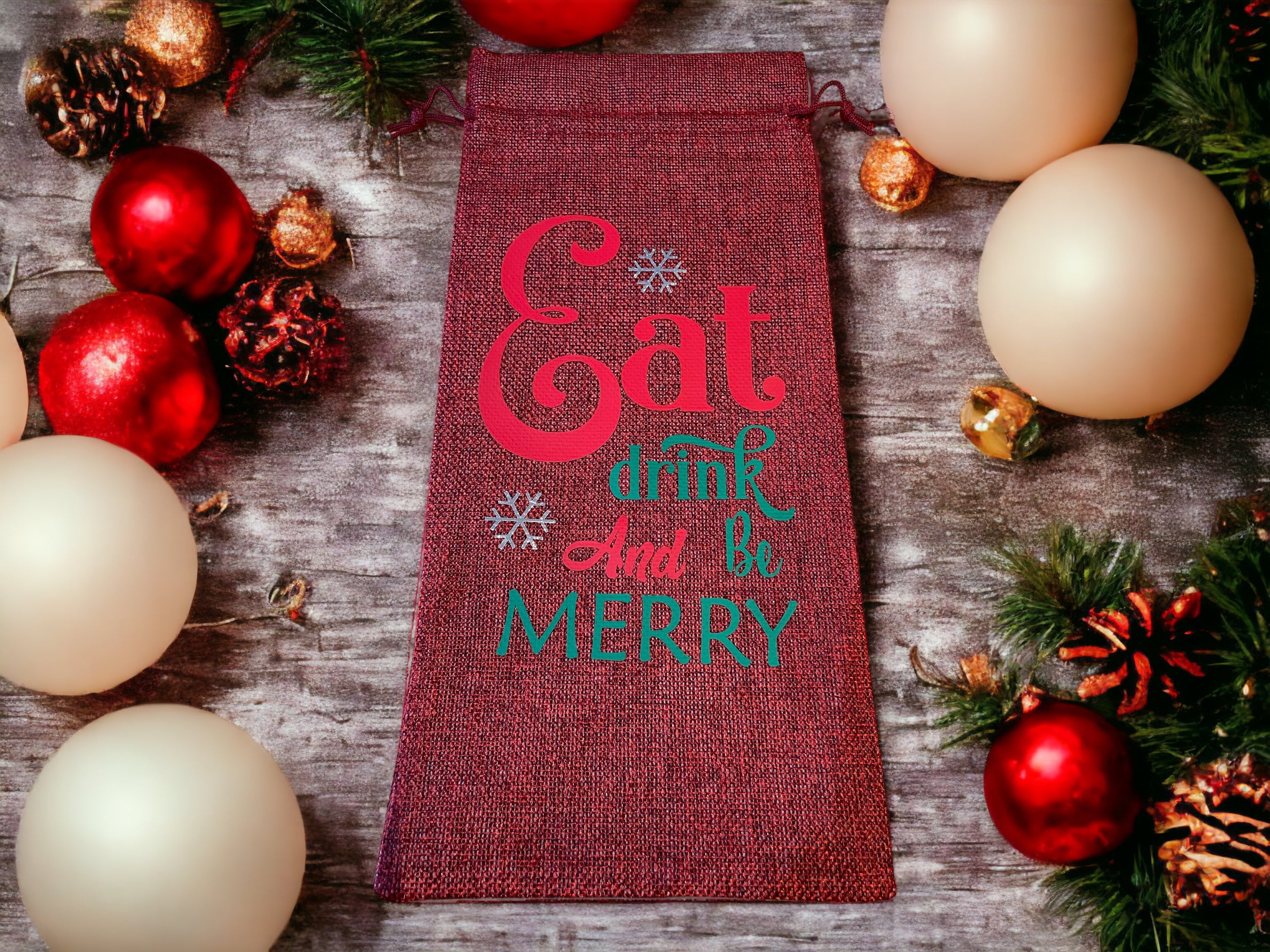 Personalised Christmas Wine Bag | Festive Bottle Gift Bag with Custom Name