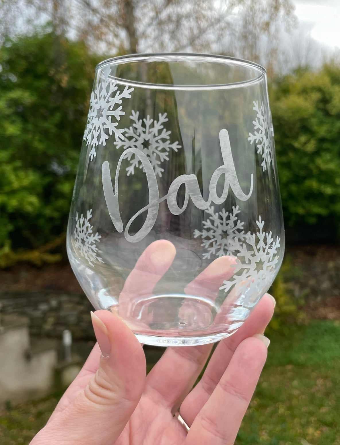 Personalised Engraved Snowflake Glass – Custom Name Christmas Gift