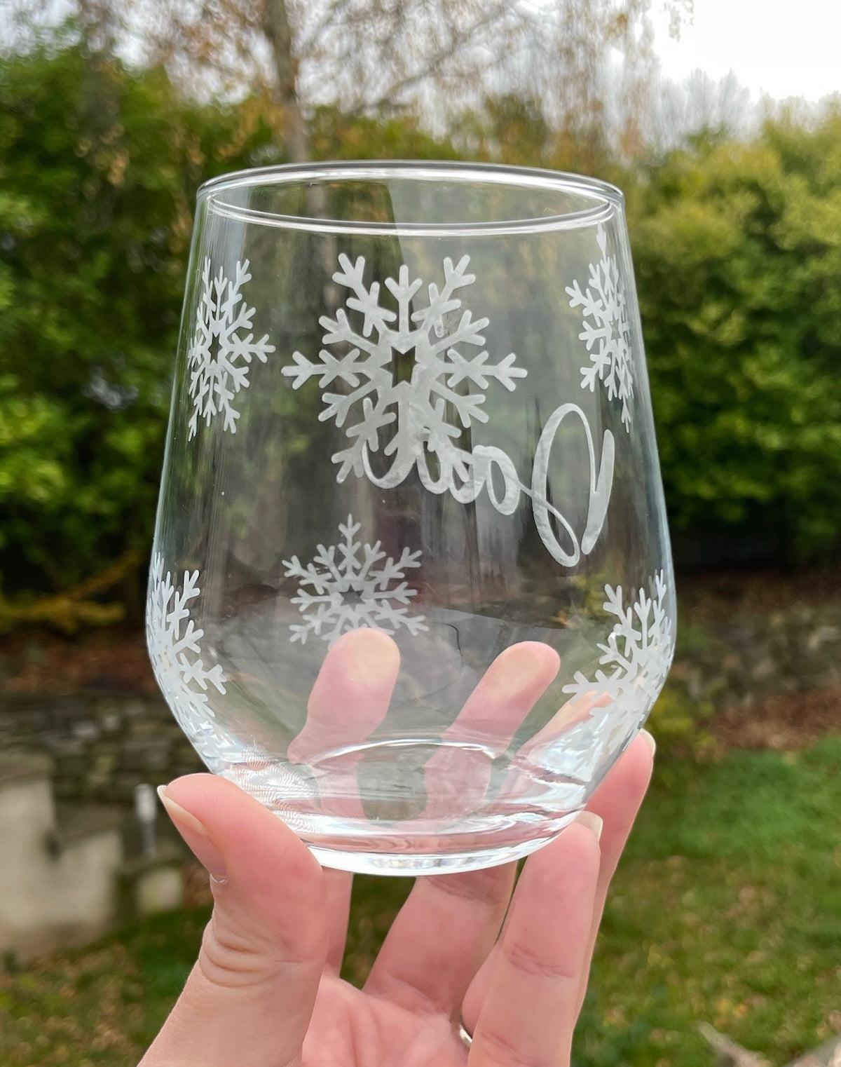 Personalised Engraved Snowflake Glass – Custom Name Christmas Gift