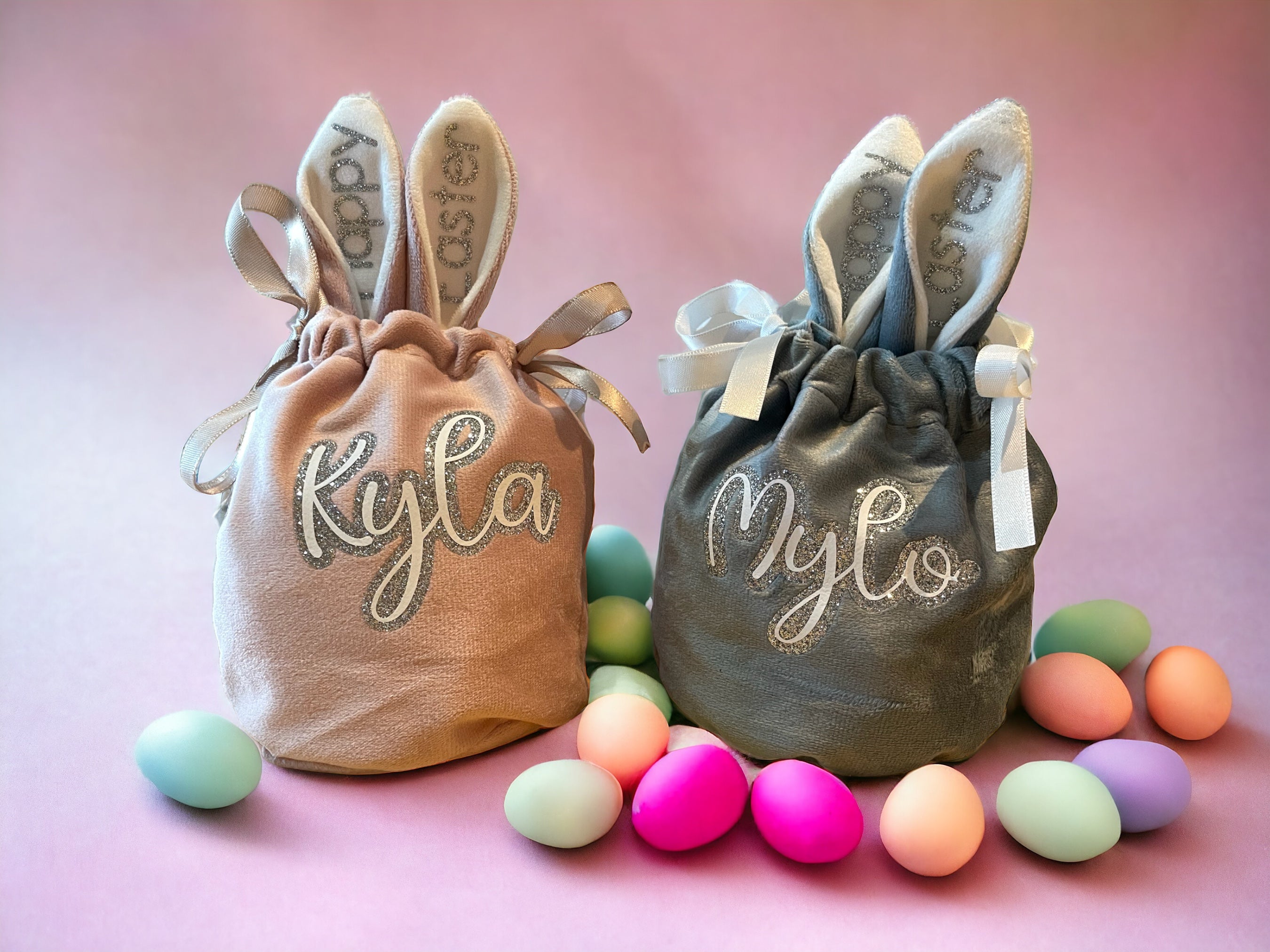 Personalised Easter Treat Bag with Bunny Ears – Custom Name Easter Gift Bag for Kids
