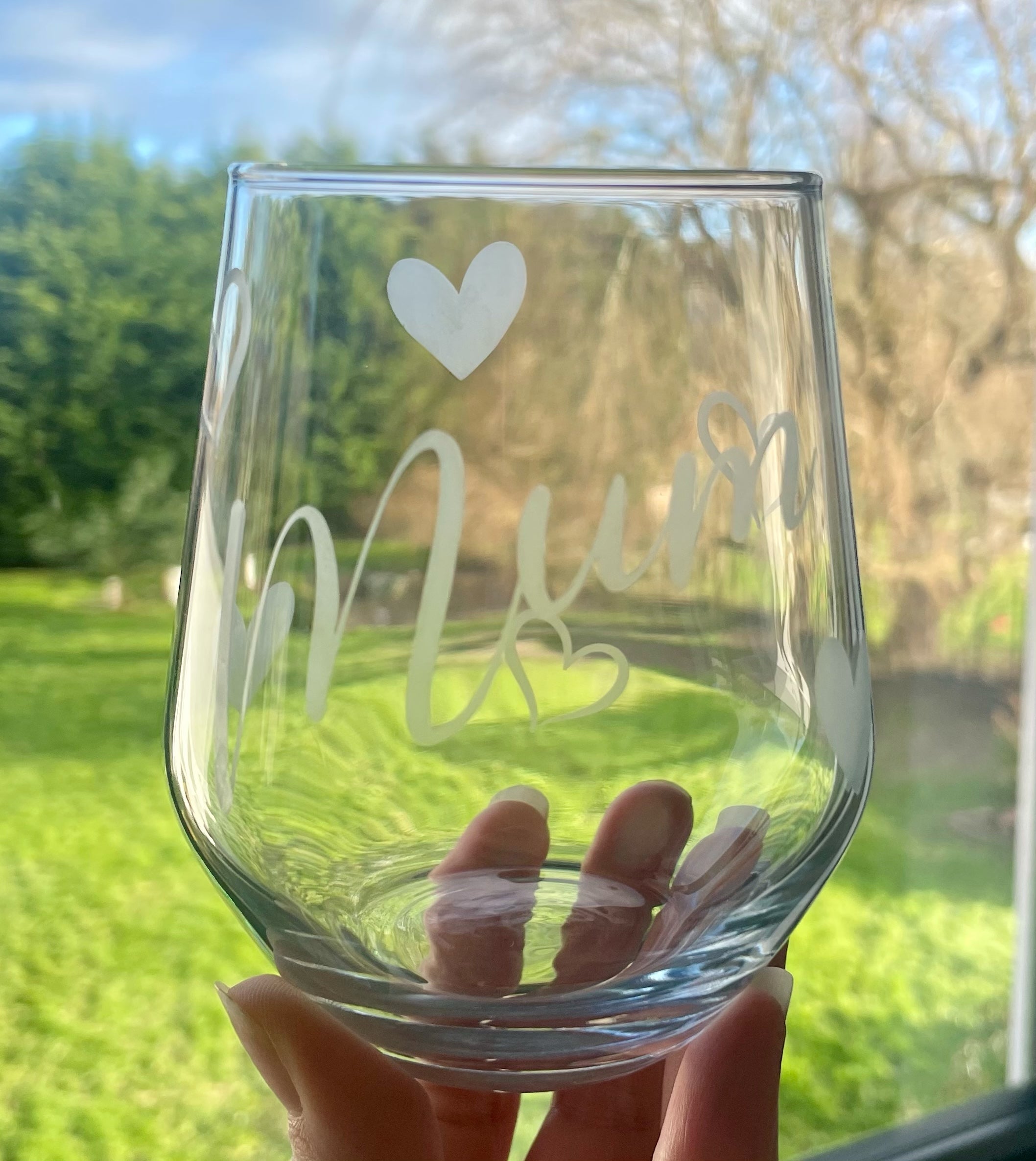 Personalised Engraved Heart Glass – Custom Name Etched Glass Gift