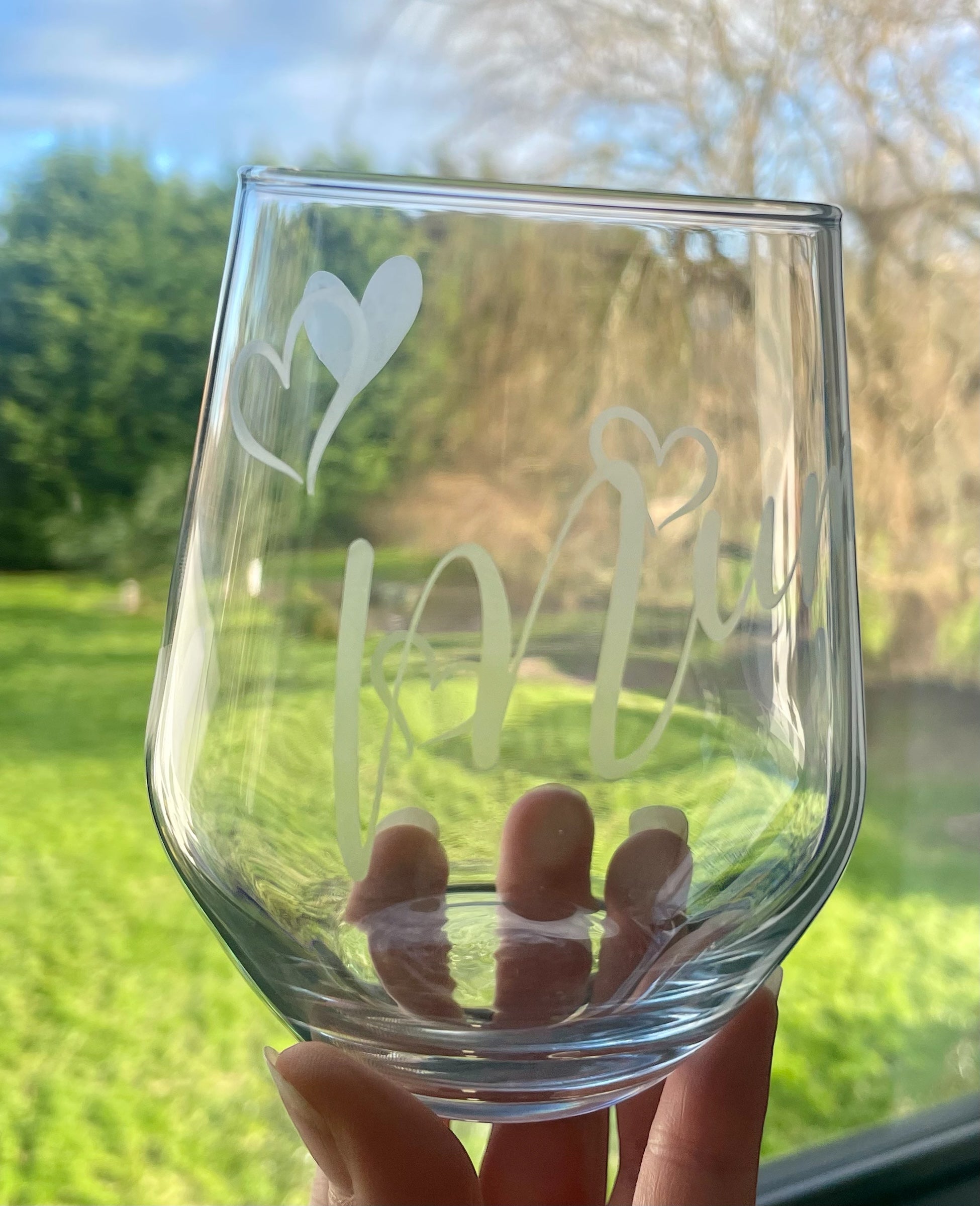 Personalised Engraved Heart Glass – Custom Name Etched Glass Gift