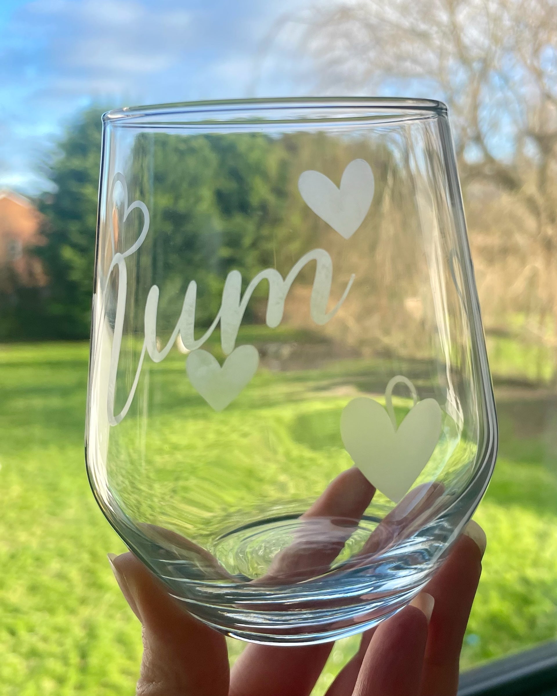 Personalised Engraved Heart Glass – Custom Name Etched Glass Gift