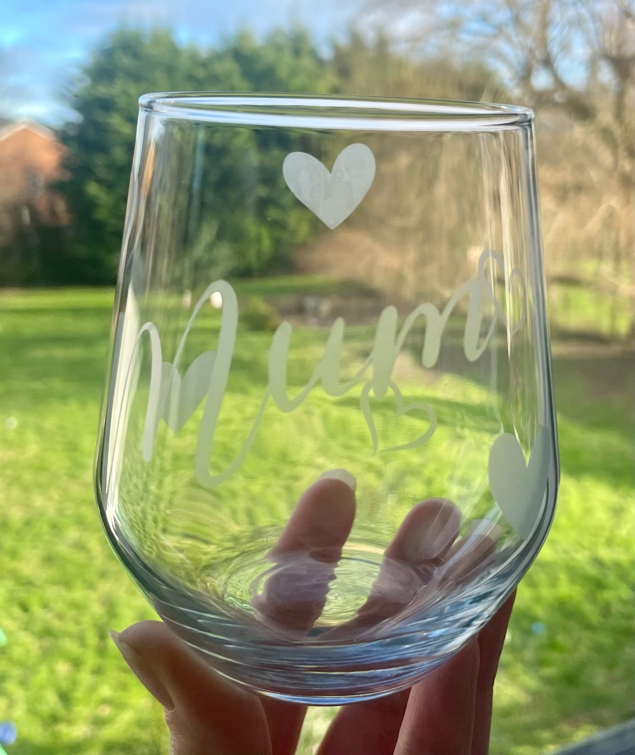 Personalised Engraved Heart Glass – Custom Name Etched Glass Gift