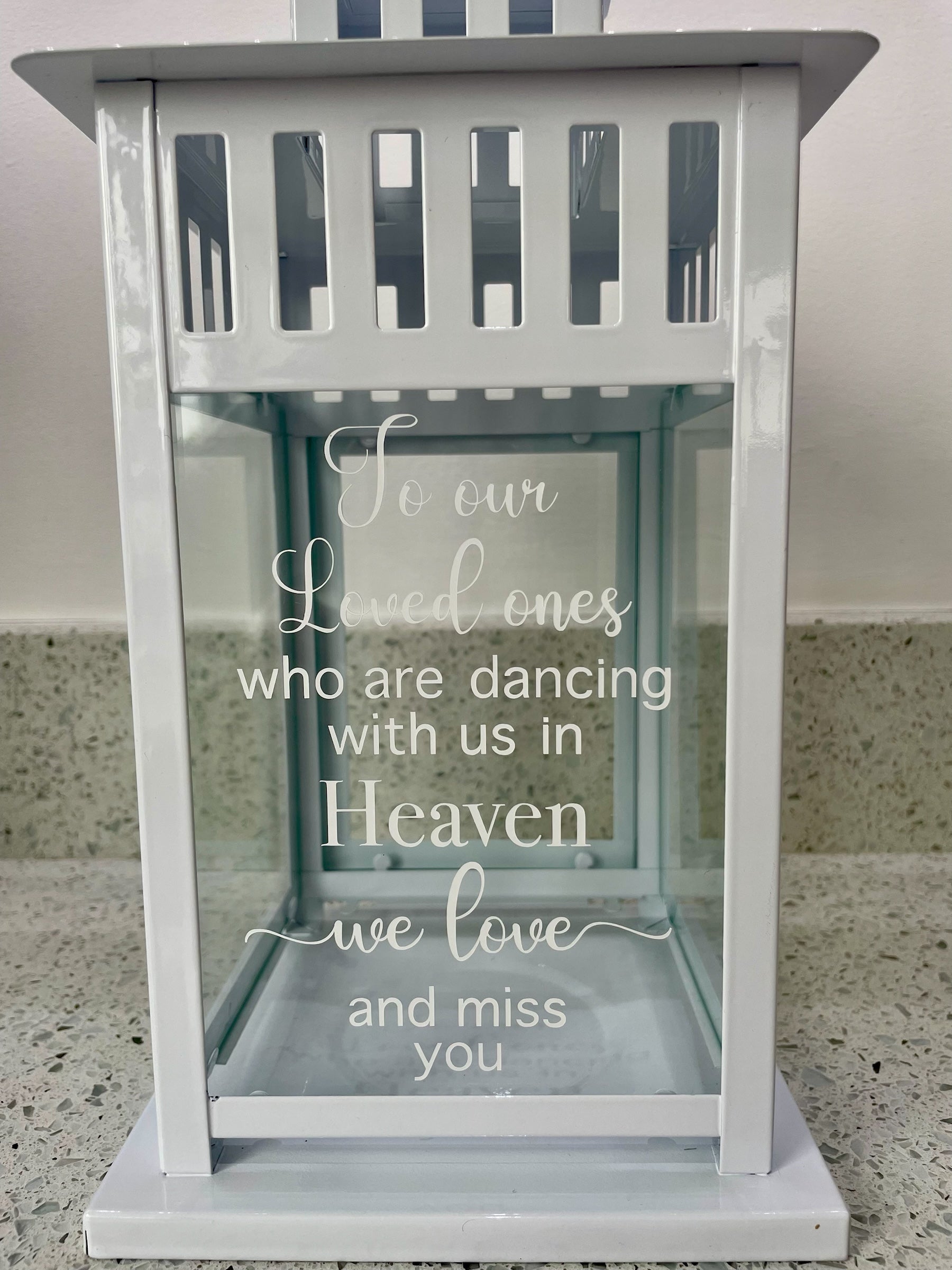 Personalised Memory lantern, Wedding Candle, Centre Piece, To Our Loved Ones