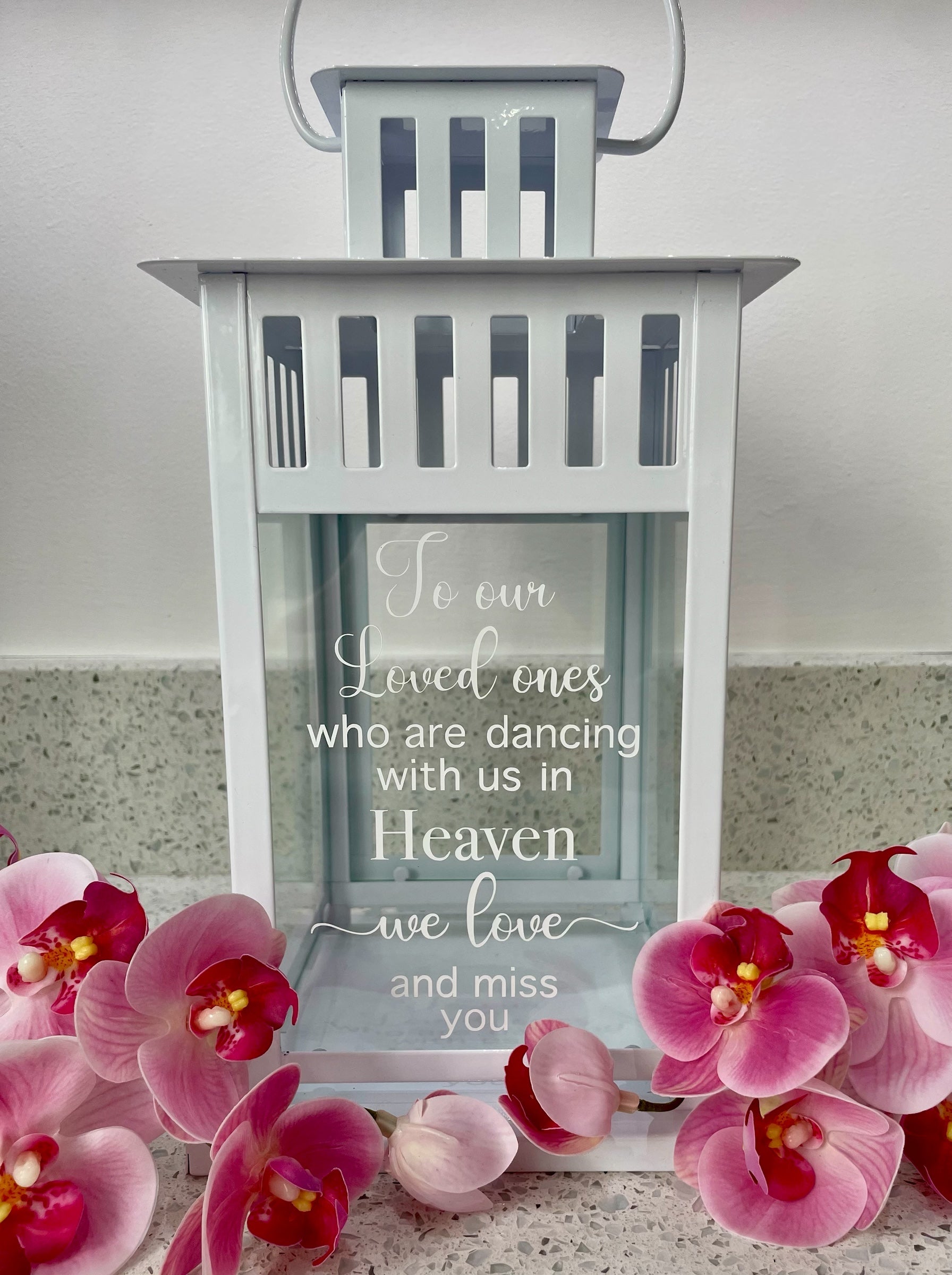 Personalised Memory lantern, Wedding Candle, Centre Piece, To Our Loved Ones