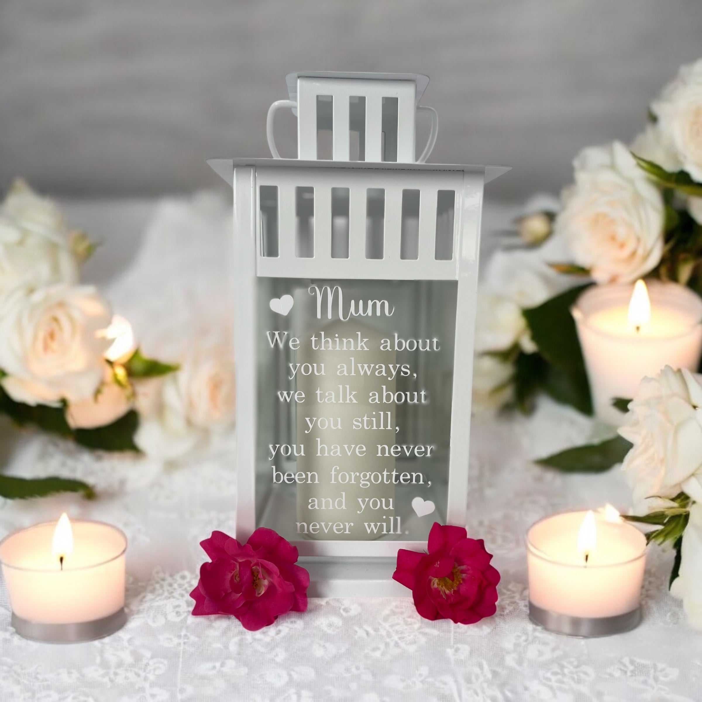 Memory lantern, Centre Piece, In loving memory, Never Forgotten