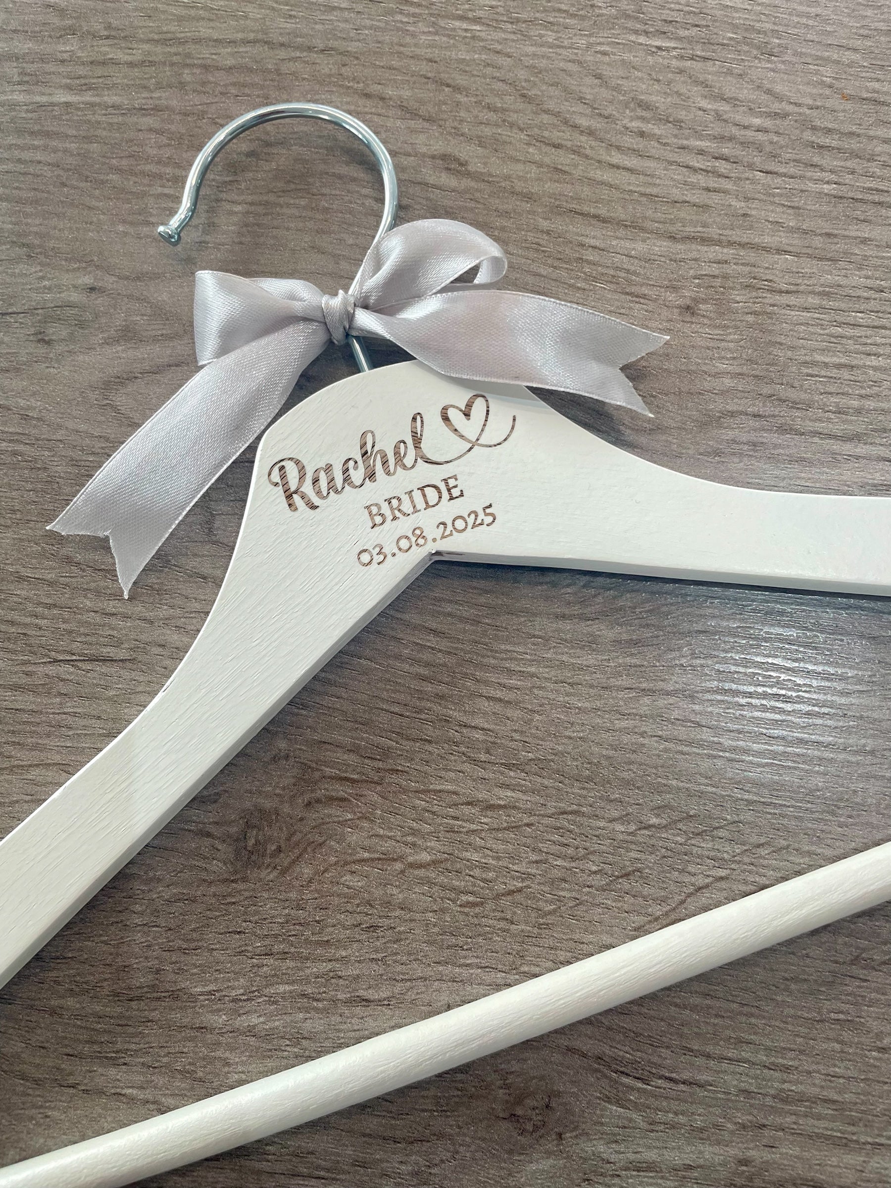 Custom Personalised Engraved Wedding Hanger: Bridal Party Keepsake with Satin Bow