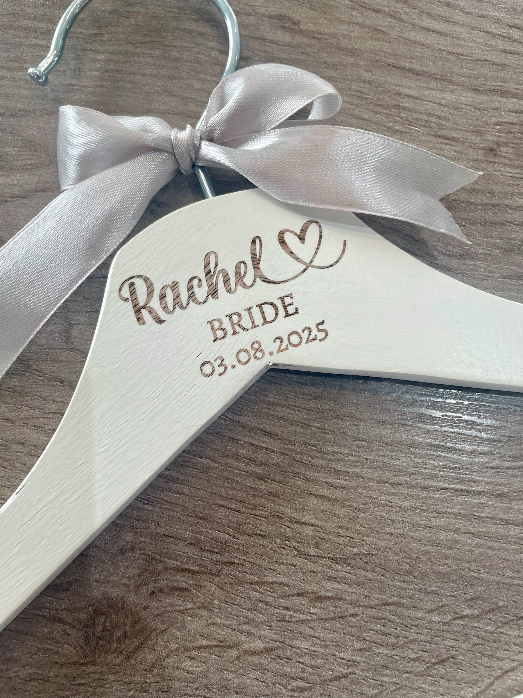 Custom Personalised Engraved Wedding Hanger: Bridal Party Keepsake with Satin Bow