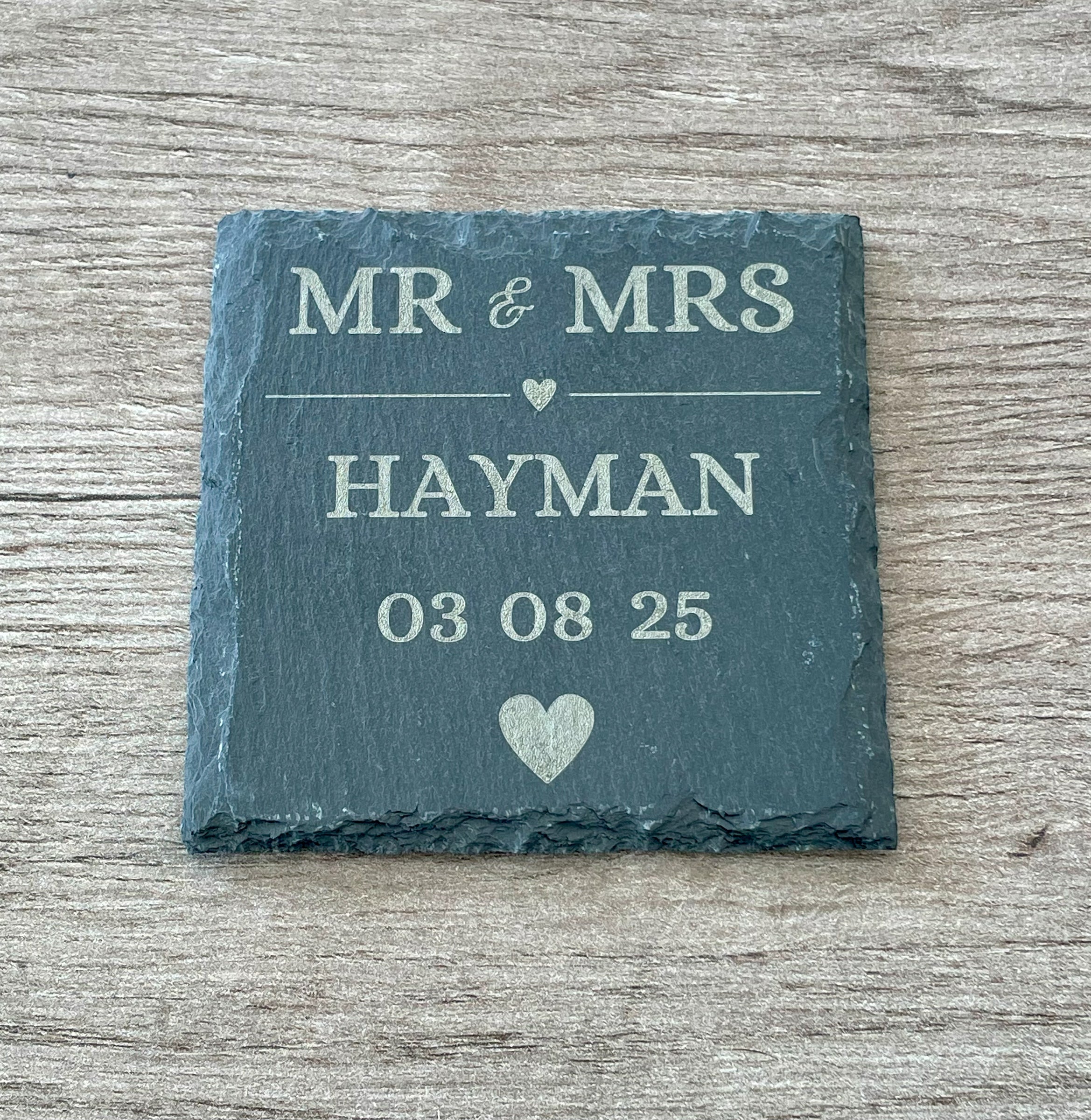 Personalised Engraved Slate Coasters | Custom Wedding & Anniversary Gift