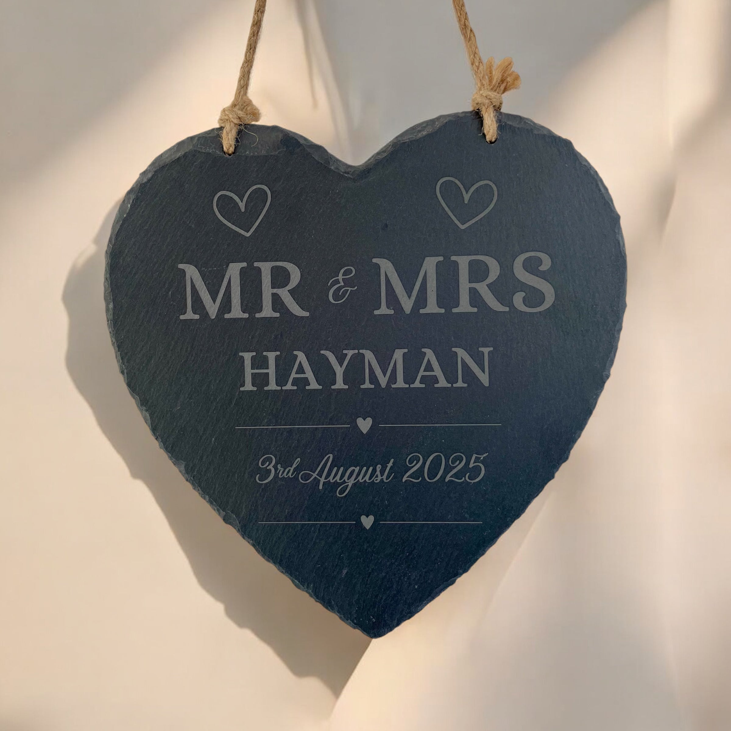 Personalised Engraved Slate Heart Plaque | Custom Wedding Anniversary Keepsake