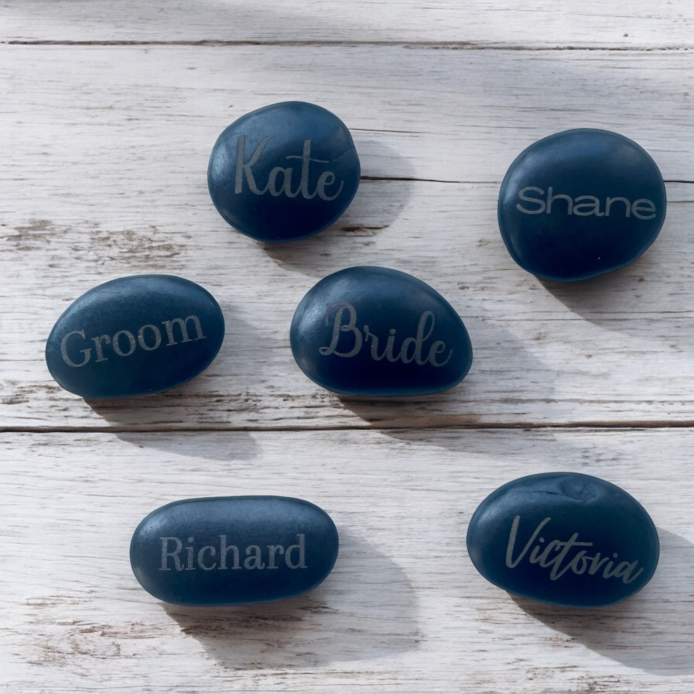 Personalised Engraved Pebbles | Wedding Favours & Place Names | Custom Stone Keepsake | Rustic Table Décor