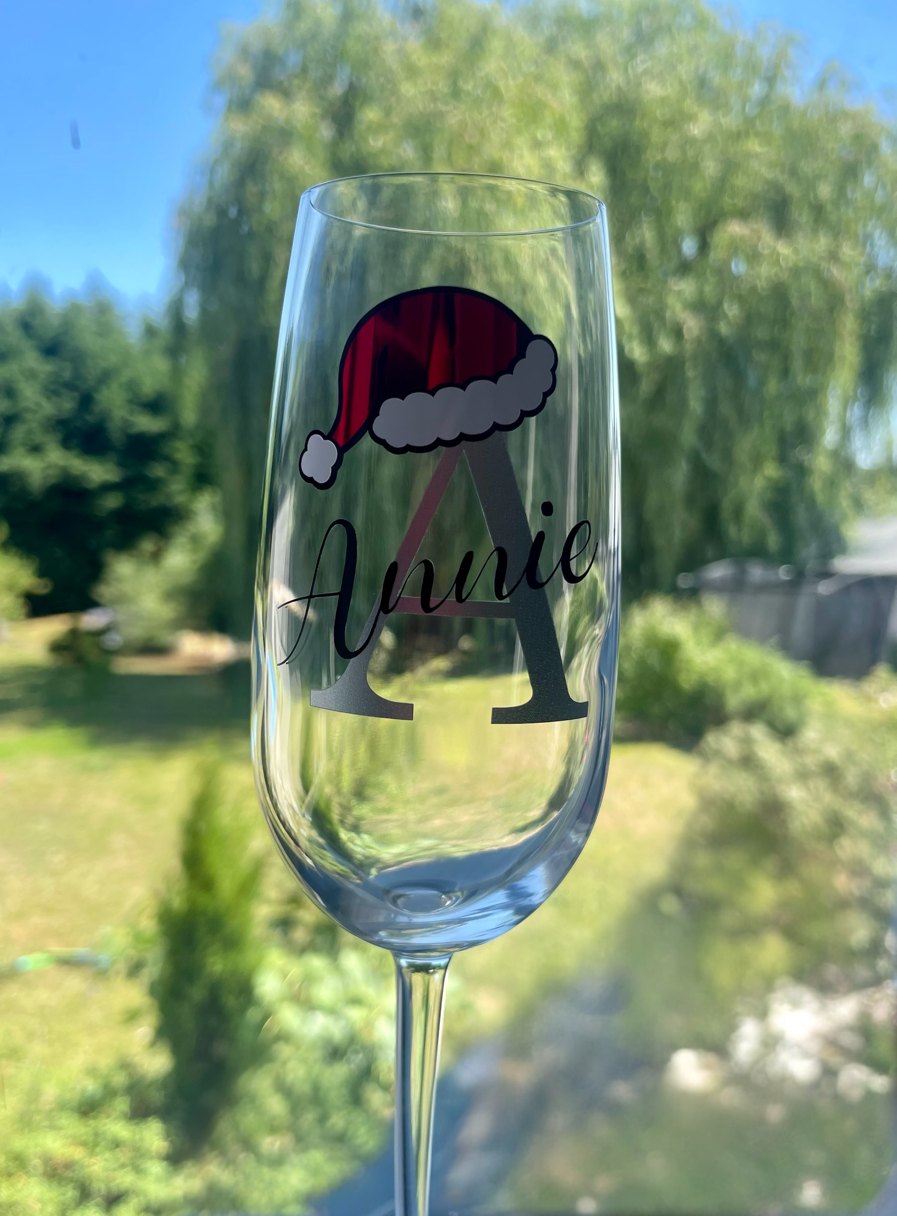 Personalised Initial Christmas Glass | Custom Festive Wine / Champagne / Stemless Glass