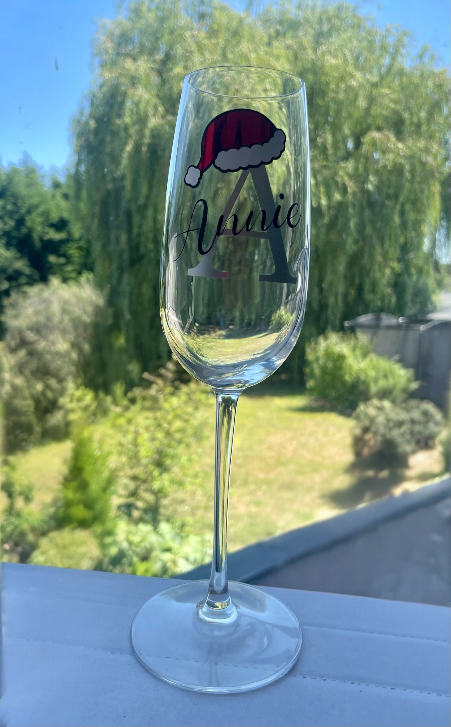 Personalised Initial Christmas Glass | Custom Festive Wine / Champagne / Stemless Glass