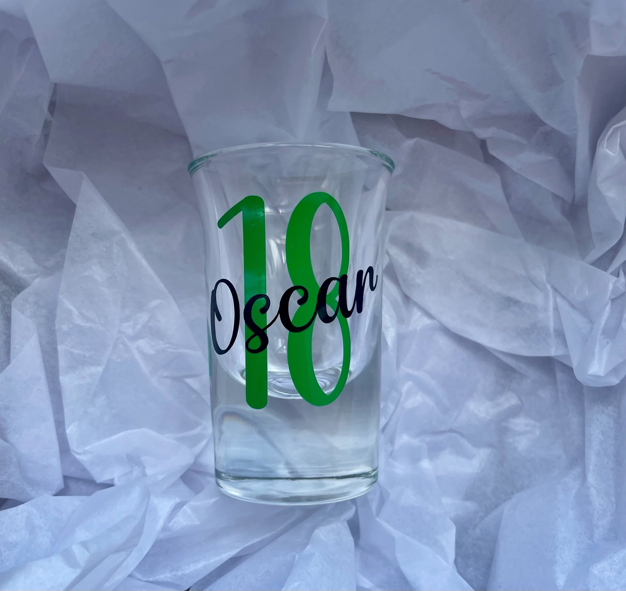 Personalised Age Shot Glass – Custom Birthday Gift with Any Age & Vinyl Colour Option