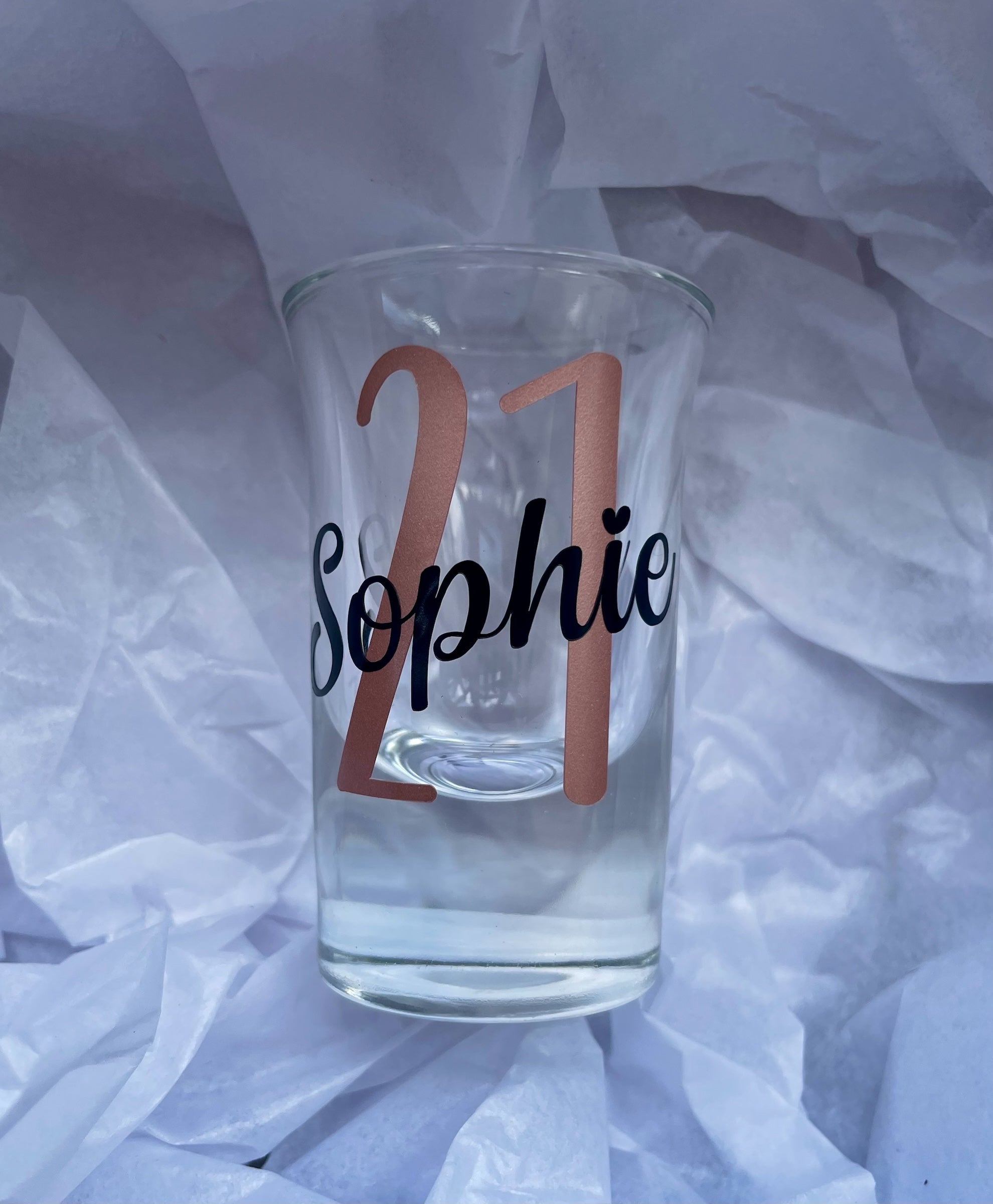 Personalised Age Shot Glass – Custom Birthday Gift with Any Age & Vinyl Colour Option