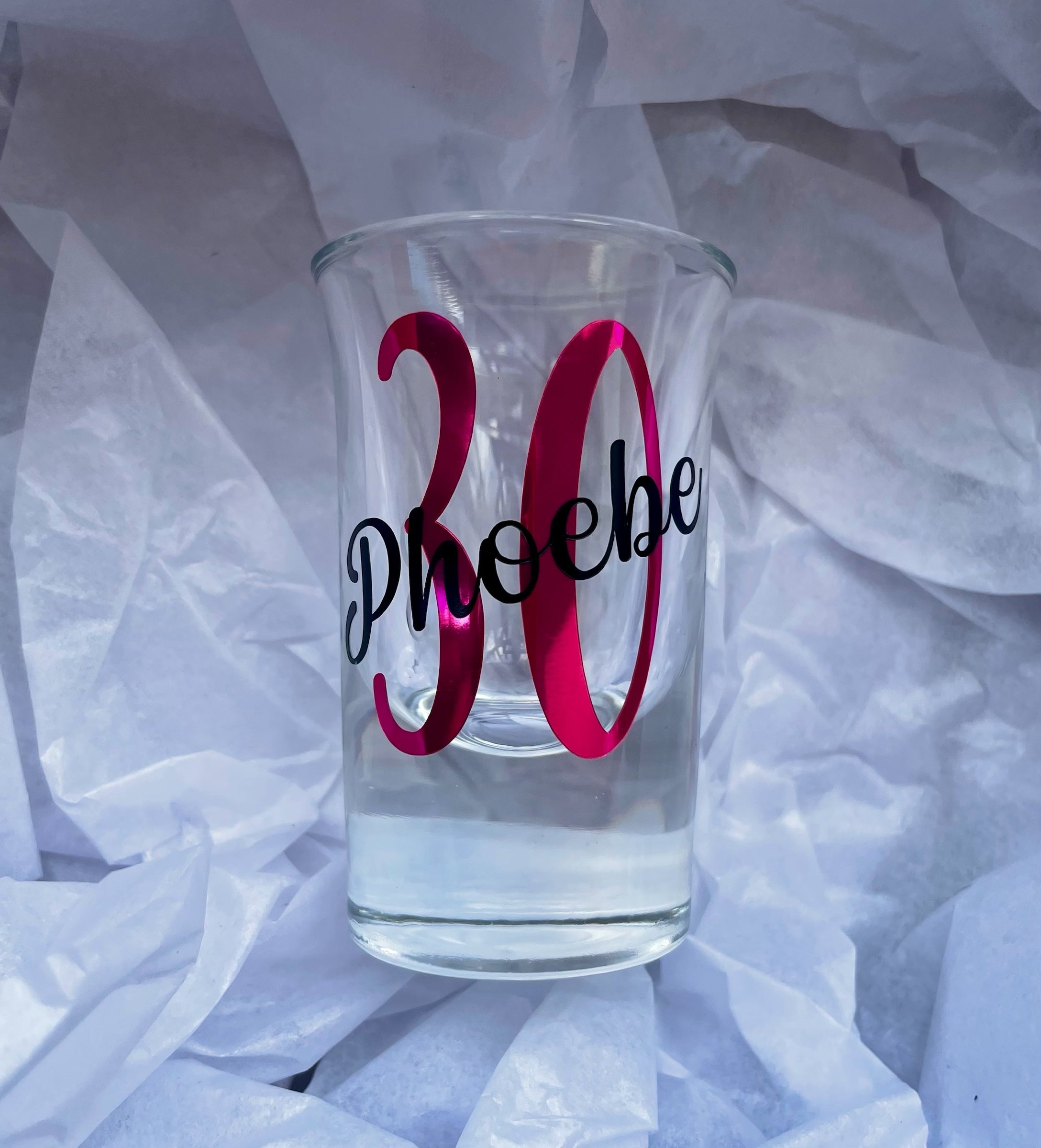 Personalised Age Shot Glass – Custom Birthday Gift with Any Age & Vinyl Colour Option