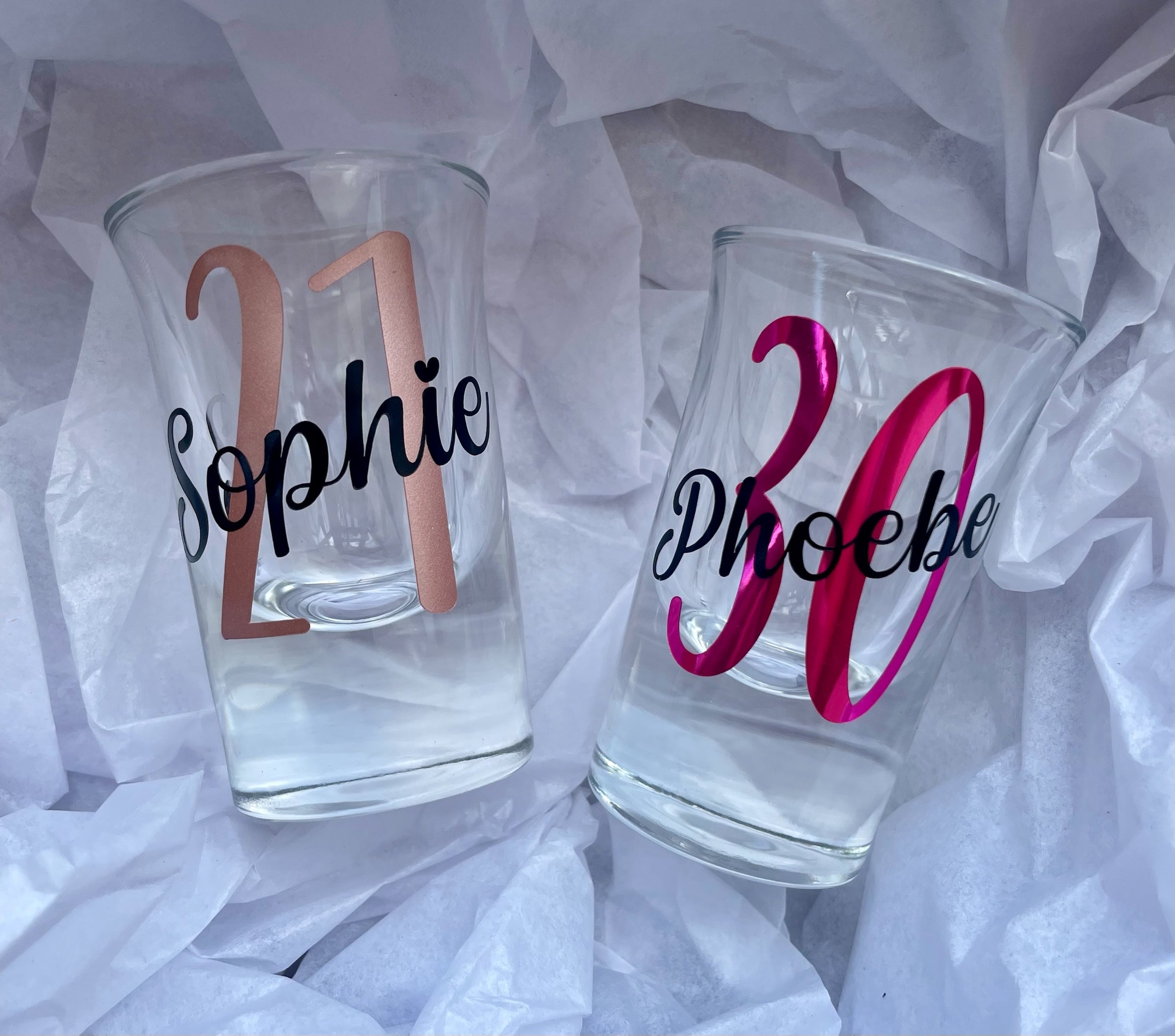 Personalised Age Shot Glass – Custom Birthday Gift with Any Age & Vinyl Colour Option