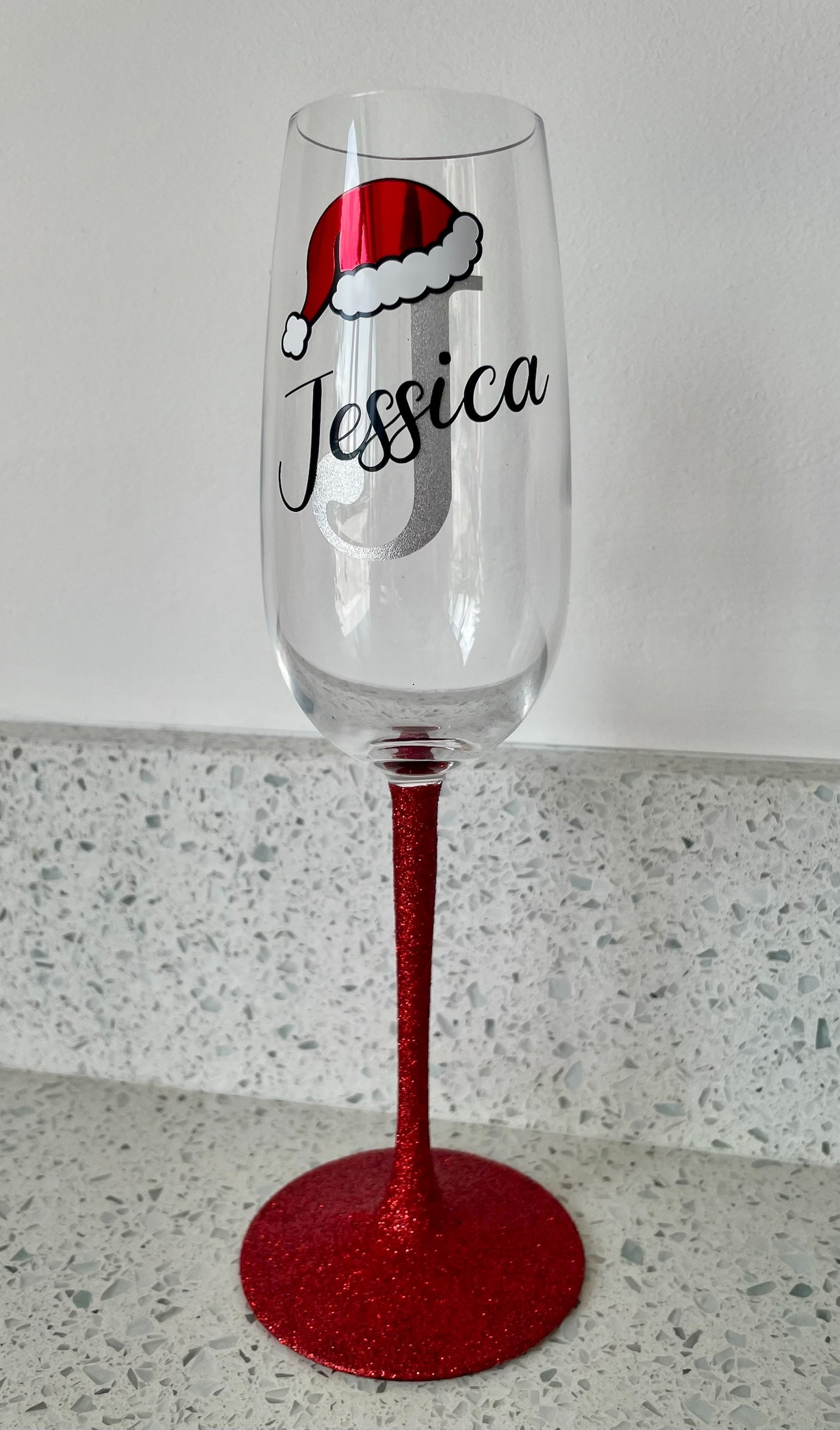 Personalised Initial Christmas Glass | Custom Festive Wine / Champagne / Stemless Glass