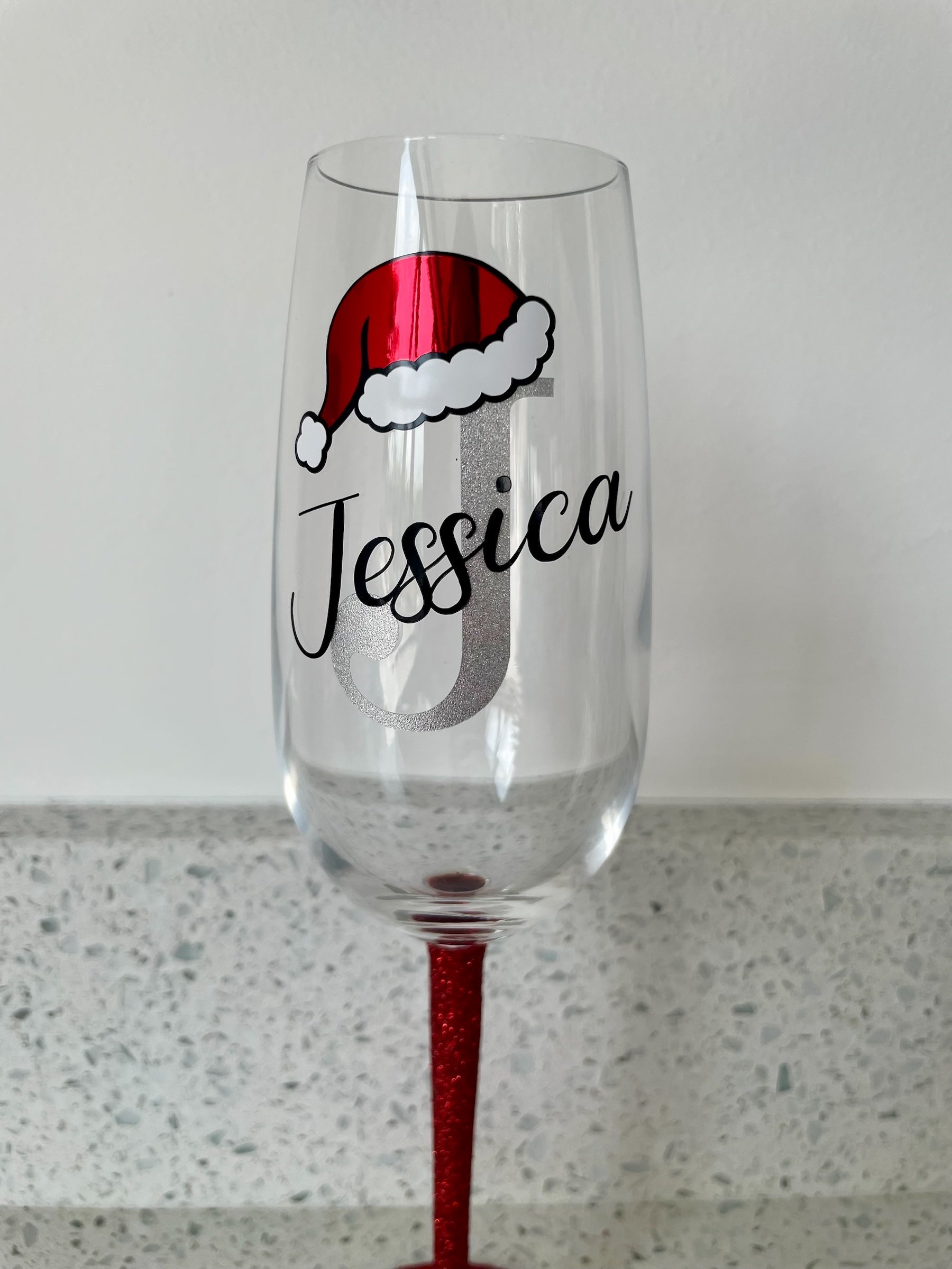 Personalised Initial Christmas Glass | Custom Festive Wine / Champagne / Stemless Glass