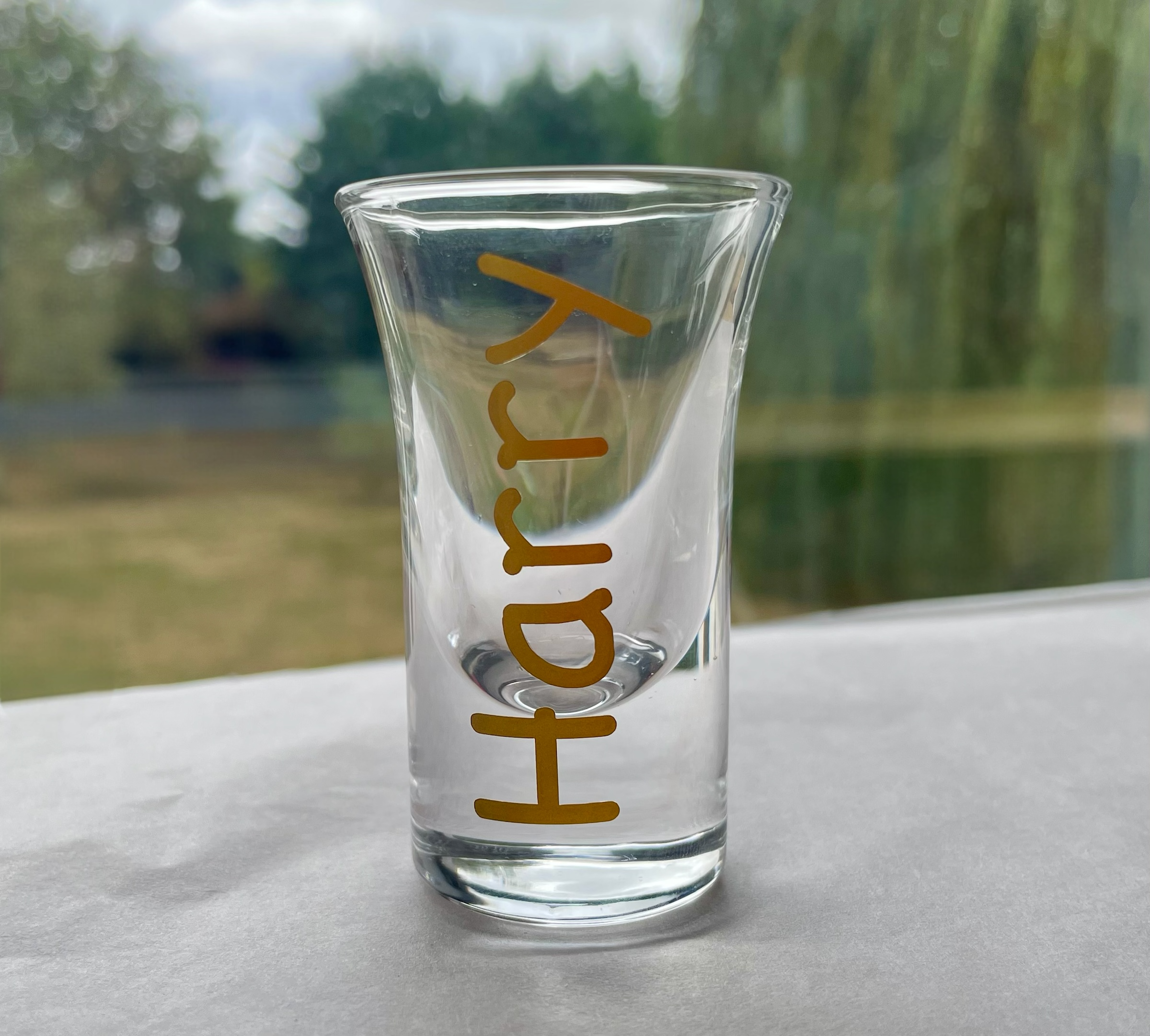 Personalised Name Shot Glass – Custom Gift with Any Name & Vinyl Colour Option