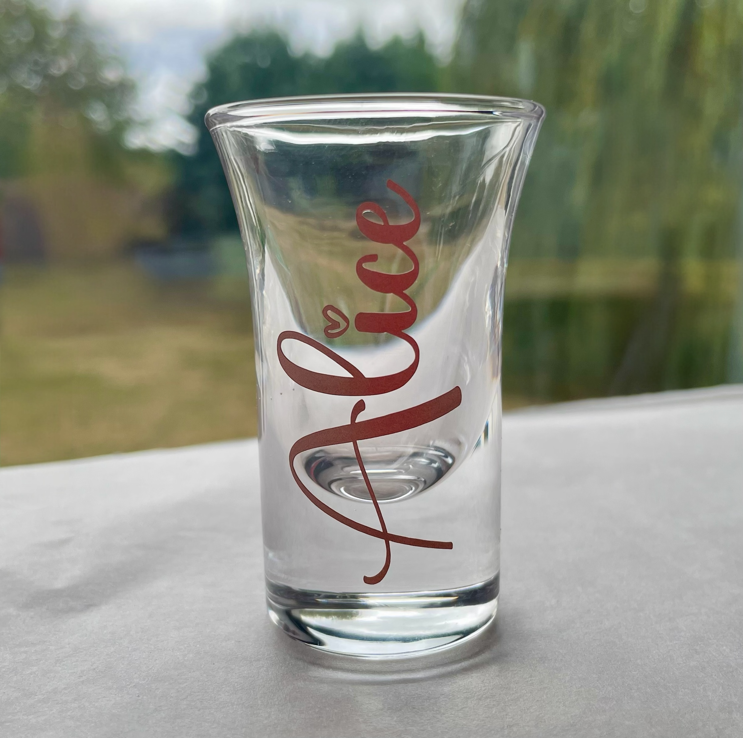 Personalised Name Shot Glass – Custom Gift with Any Name & Vinyl Colour Option