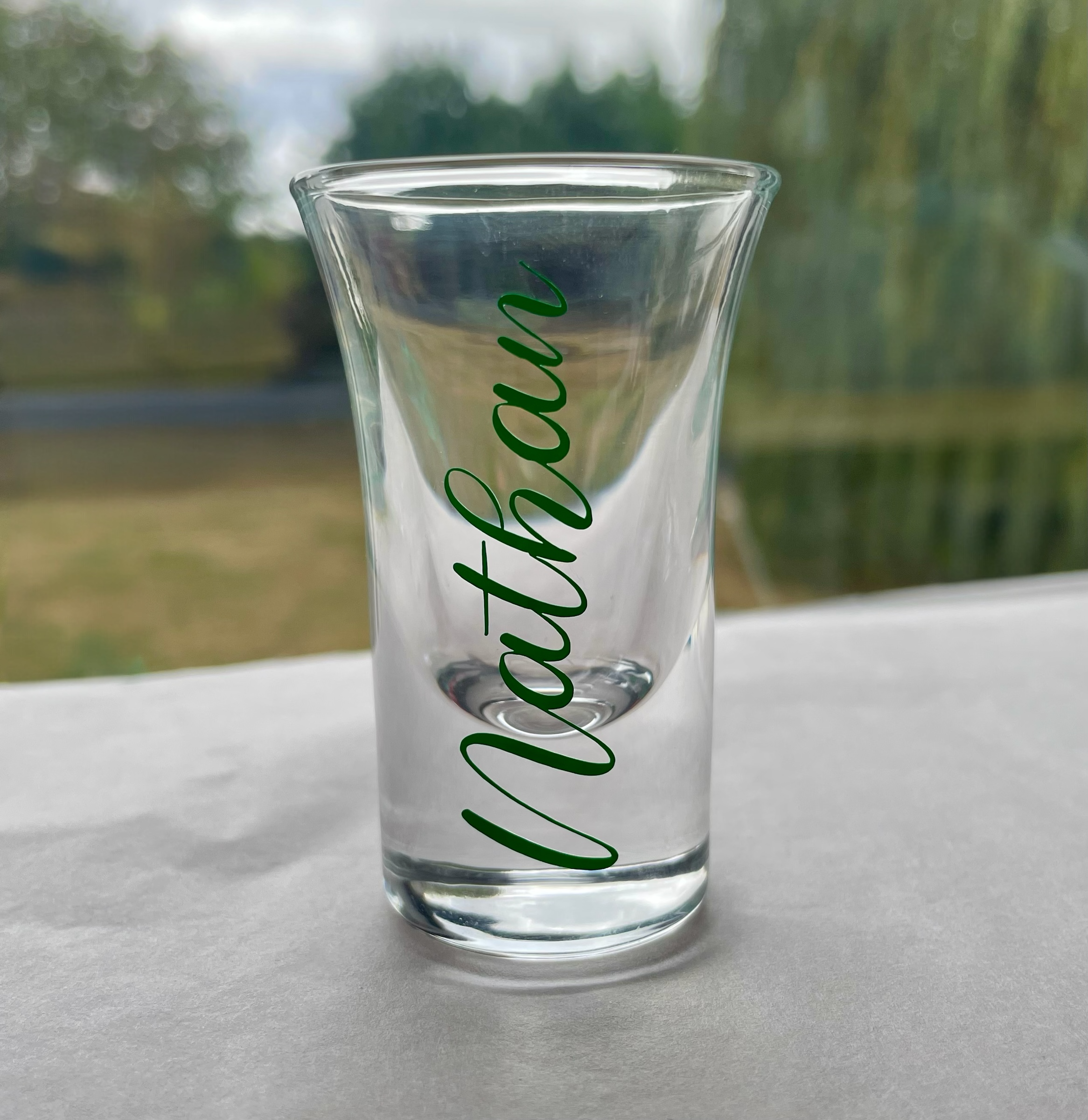 Personalised Name Shot Glass – Custom Gift with Any Name & Vinyl Colour Option