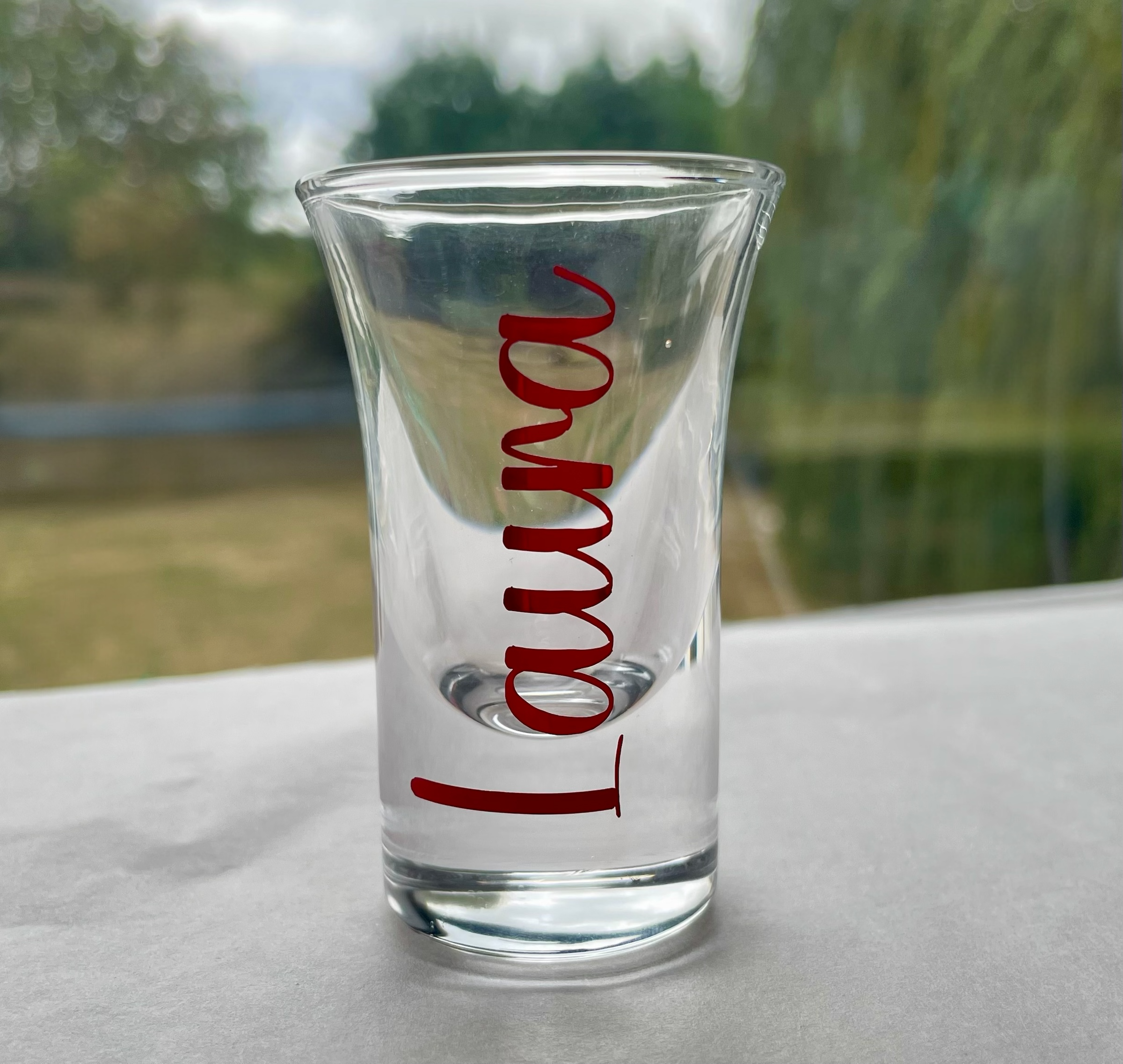 Personalised Name Shot Glass – Custom Gift with Any Name & Vinyl Colour Option