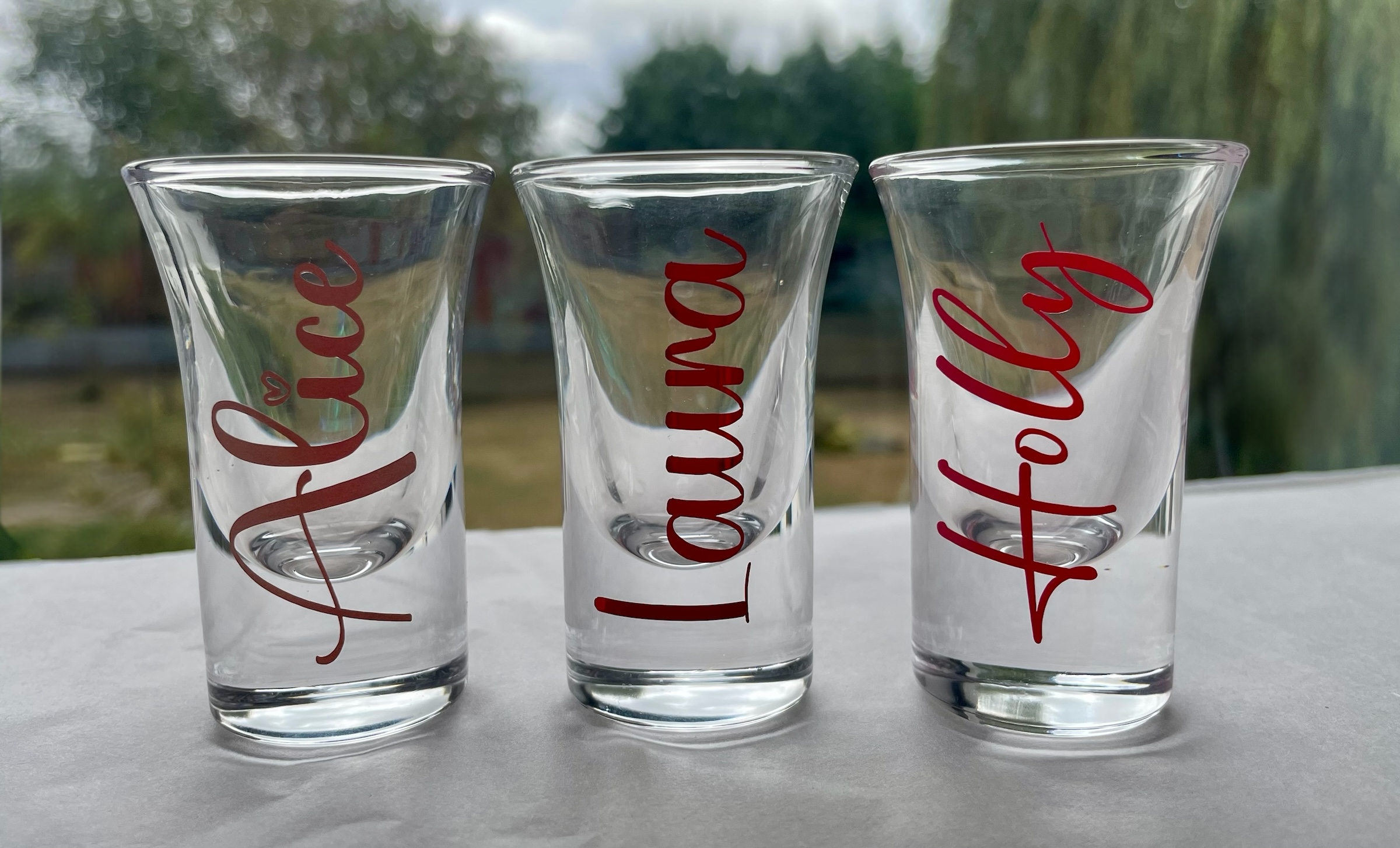 Personalised Name Shot Glass – Custom Gift with Any Name & Vinyl Colour Option