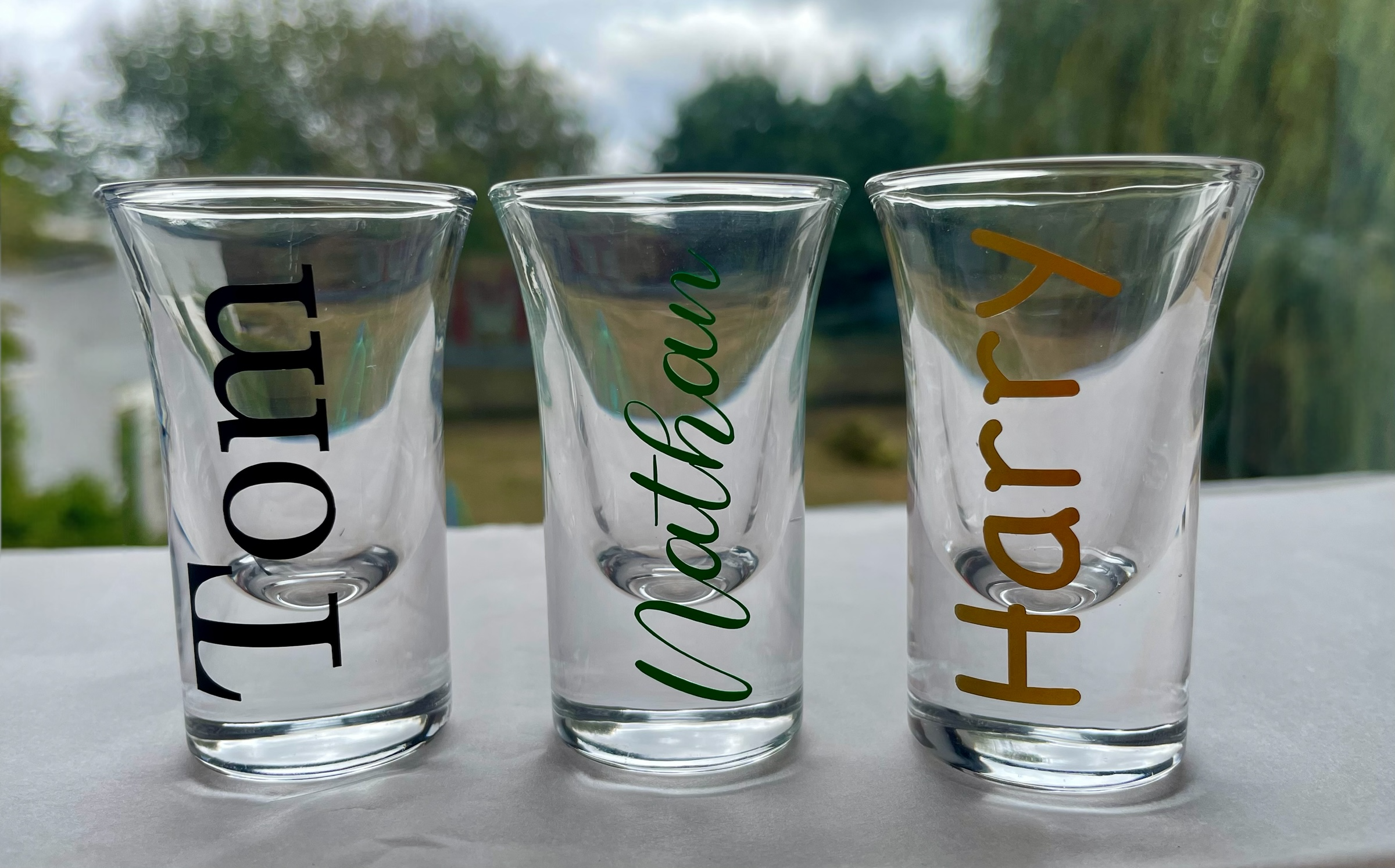 Personalised Name Shot Glass – Custom Gift with Any Name & Vinyl Colour Option
