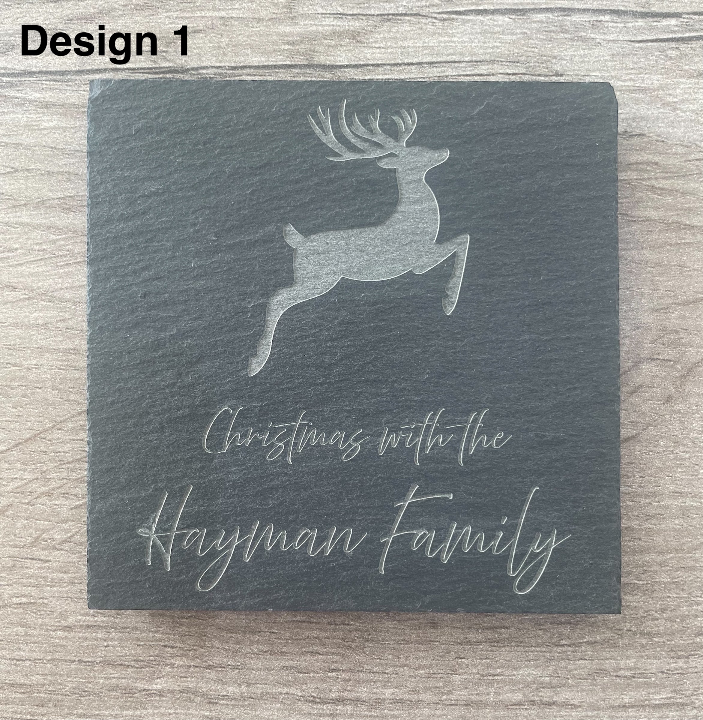 Personalised Family Christmas Slate Coasters: Engraved Table Decor