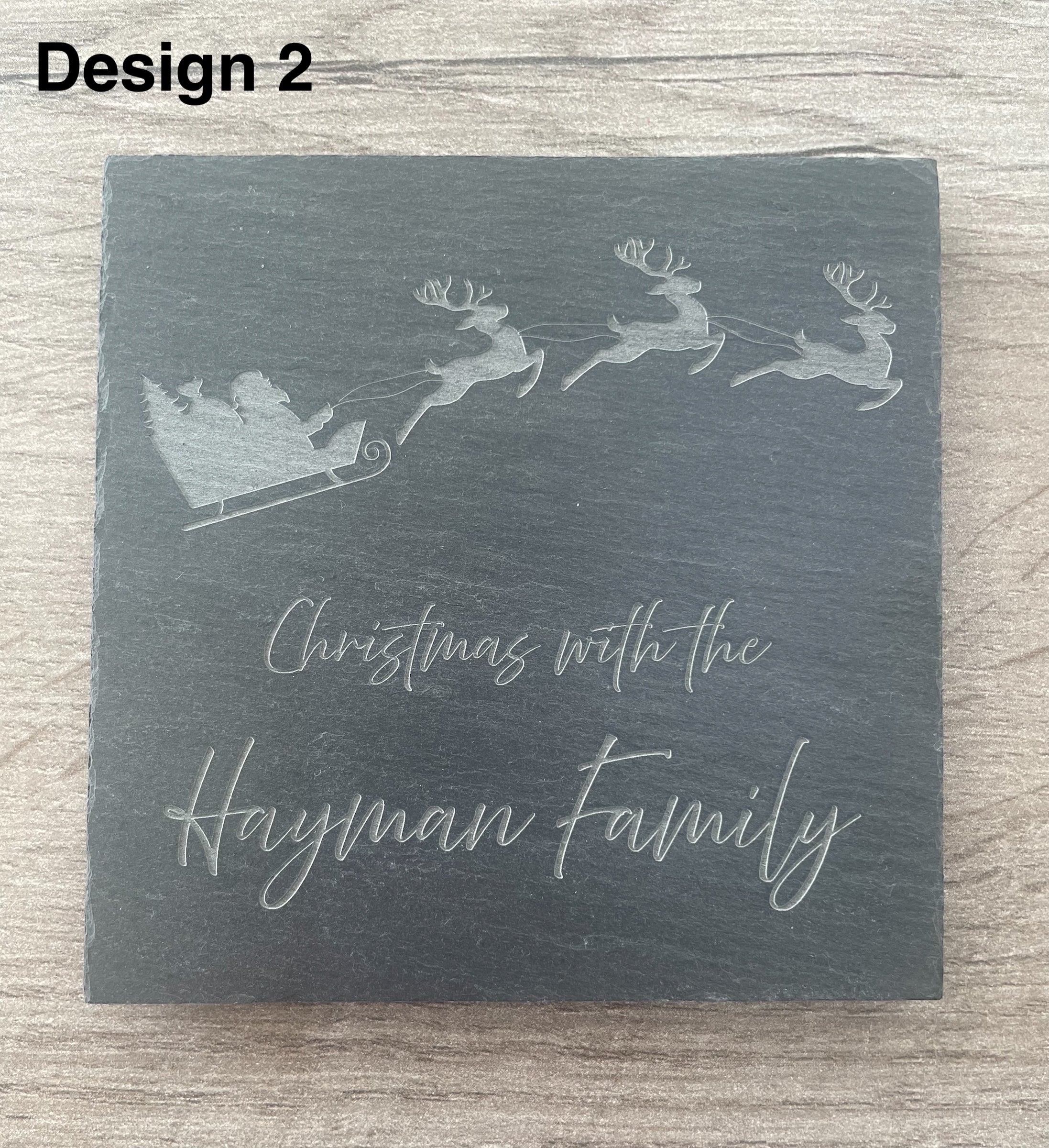 Personalised Family Christmas Slate Coasters: Engraved Table Decor