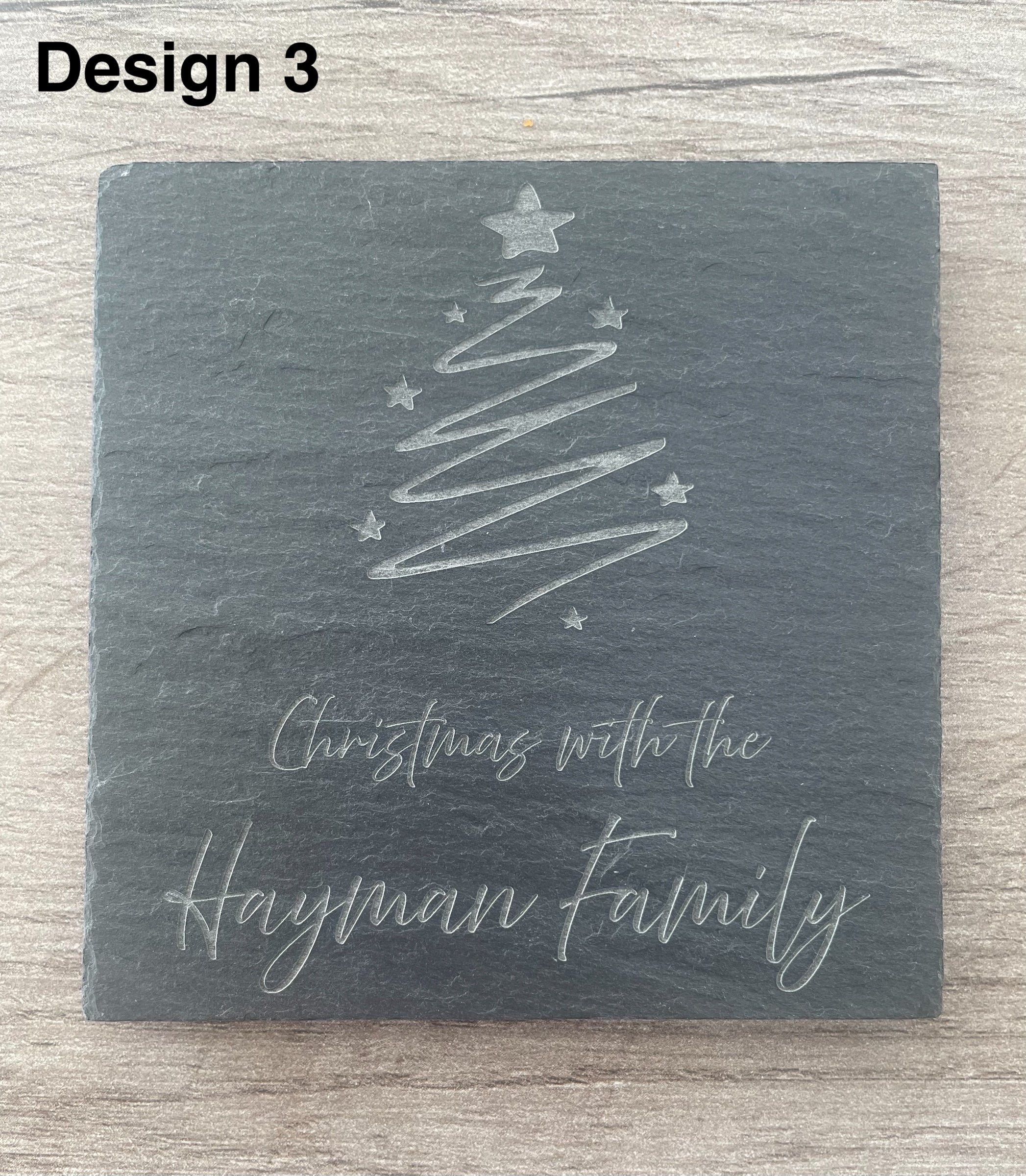 Personalised Family Christmas Slate Coasters: Engraved Table Decor