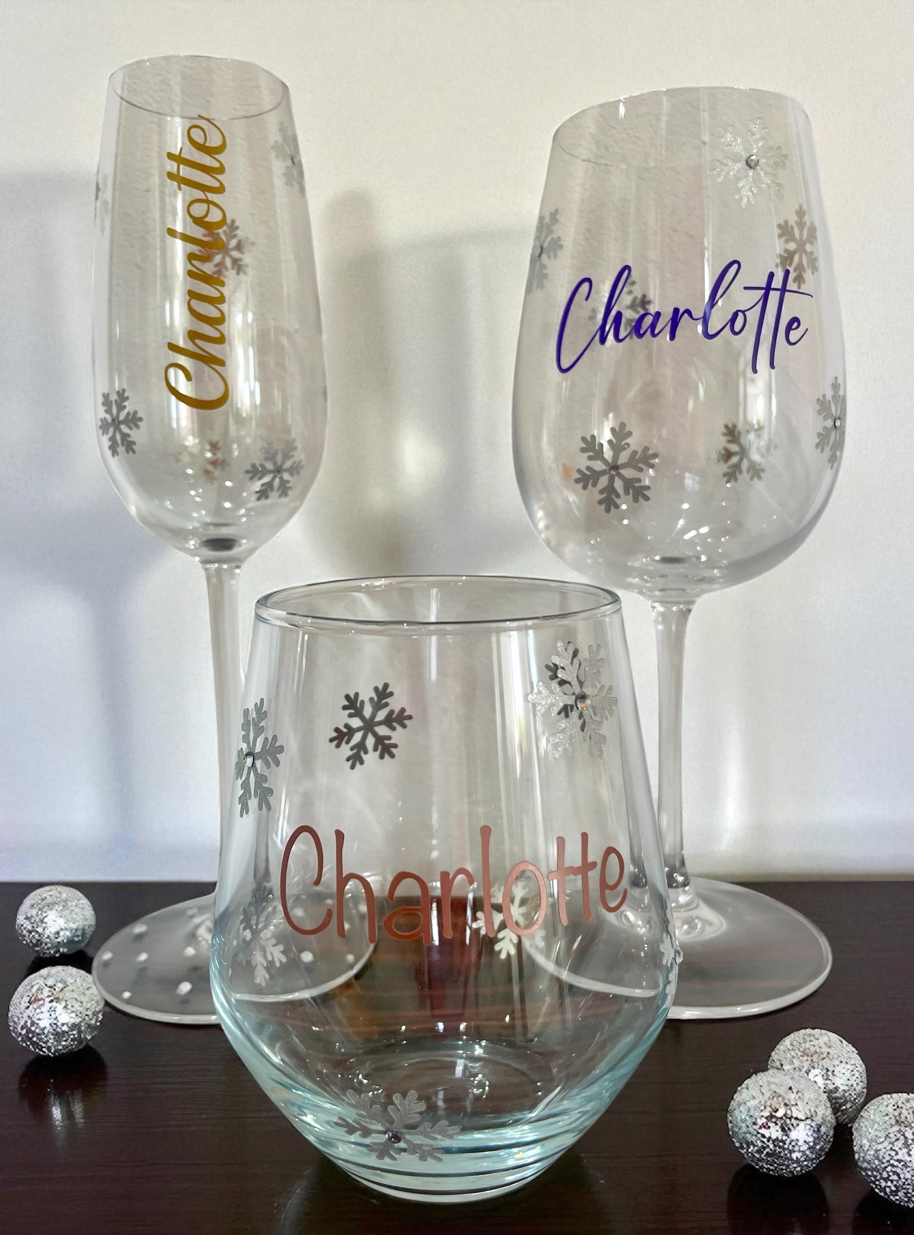 Personalised Snowflake Glass with Name | Custom Christmas Glassware Gift