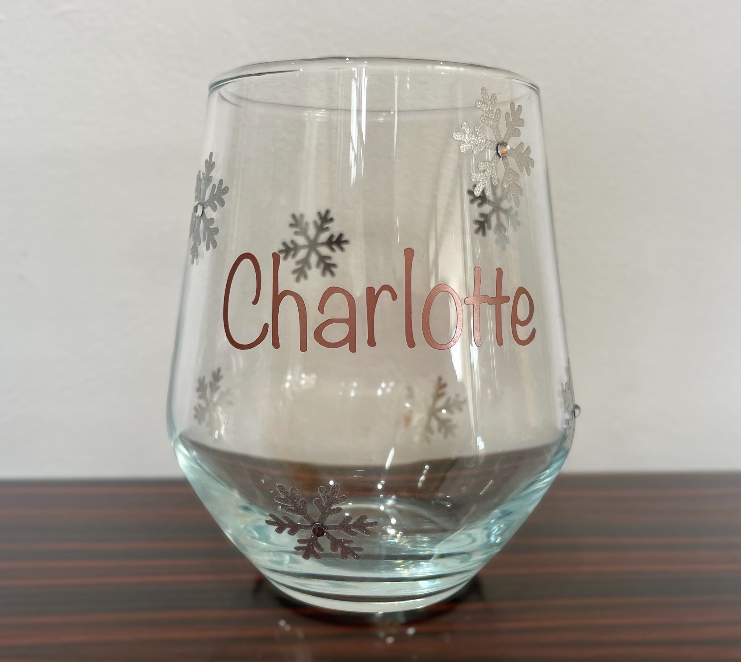 Personalised Snowflake Glass with Name | Custom Christmas Glassware Gift