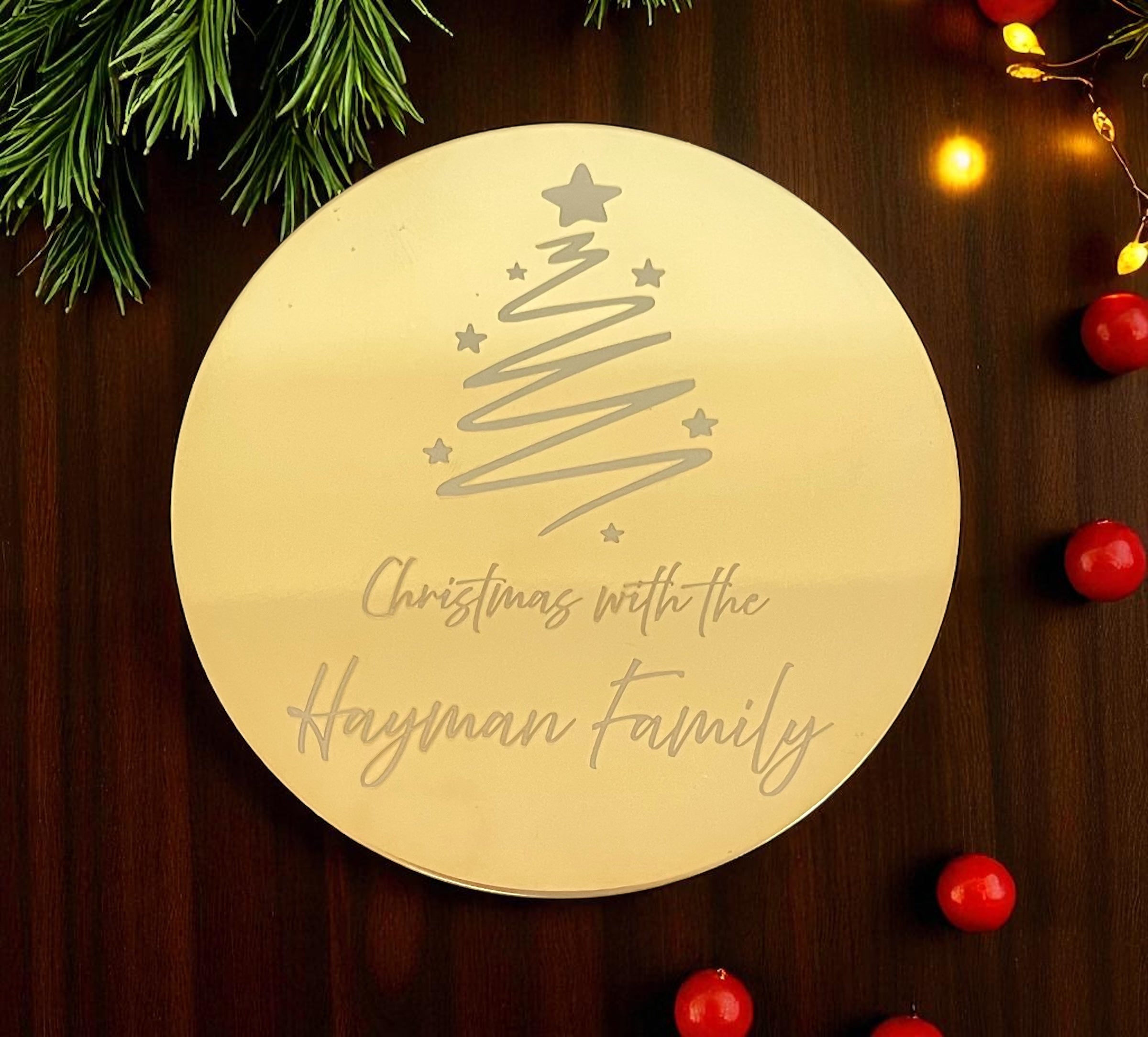 Personalised Christmas Gold Coasters | Custom Name Festive Table Decorations