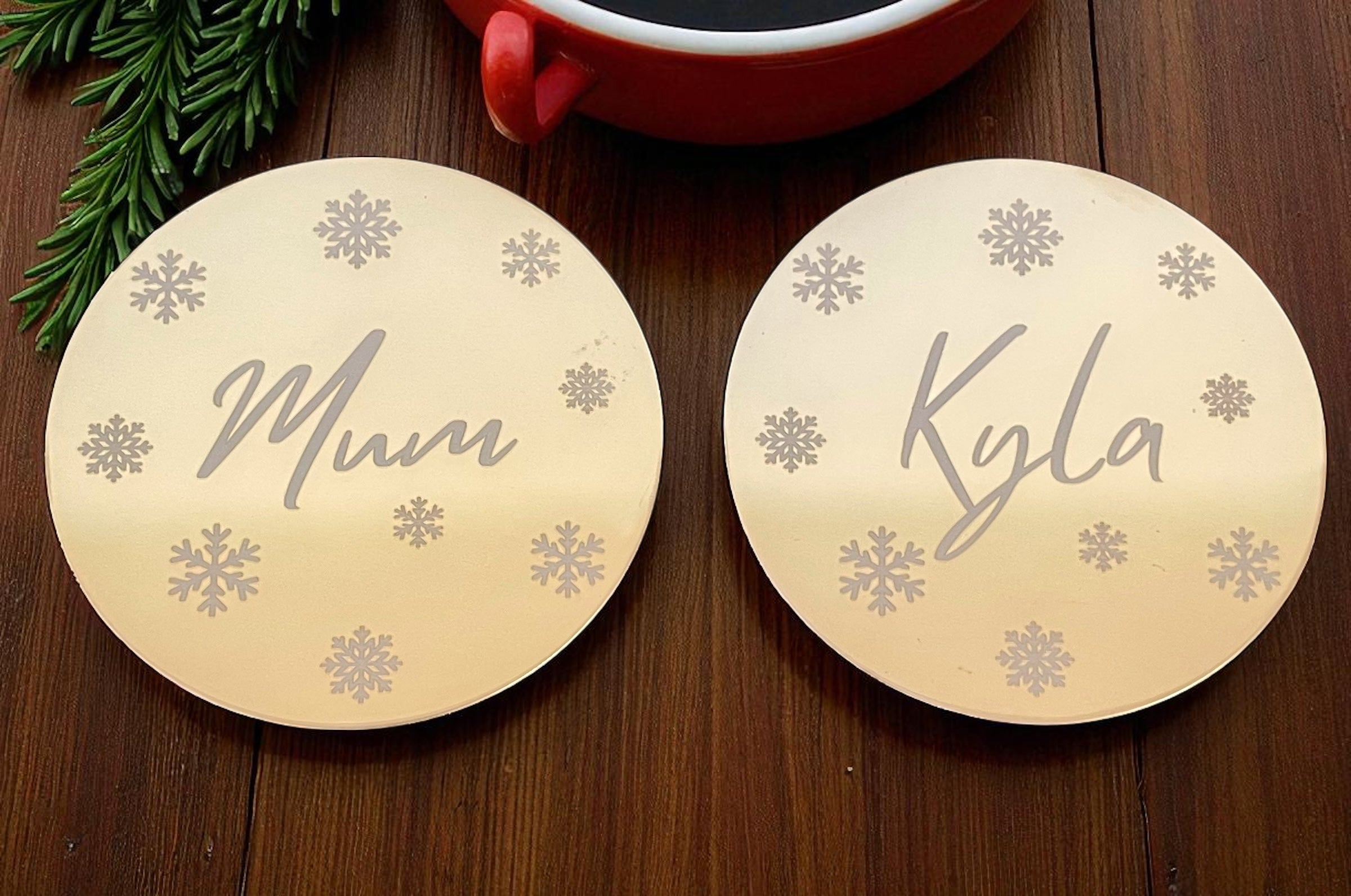 Personalised Gold Coasters | Custom Name Acrylic Table Decorations