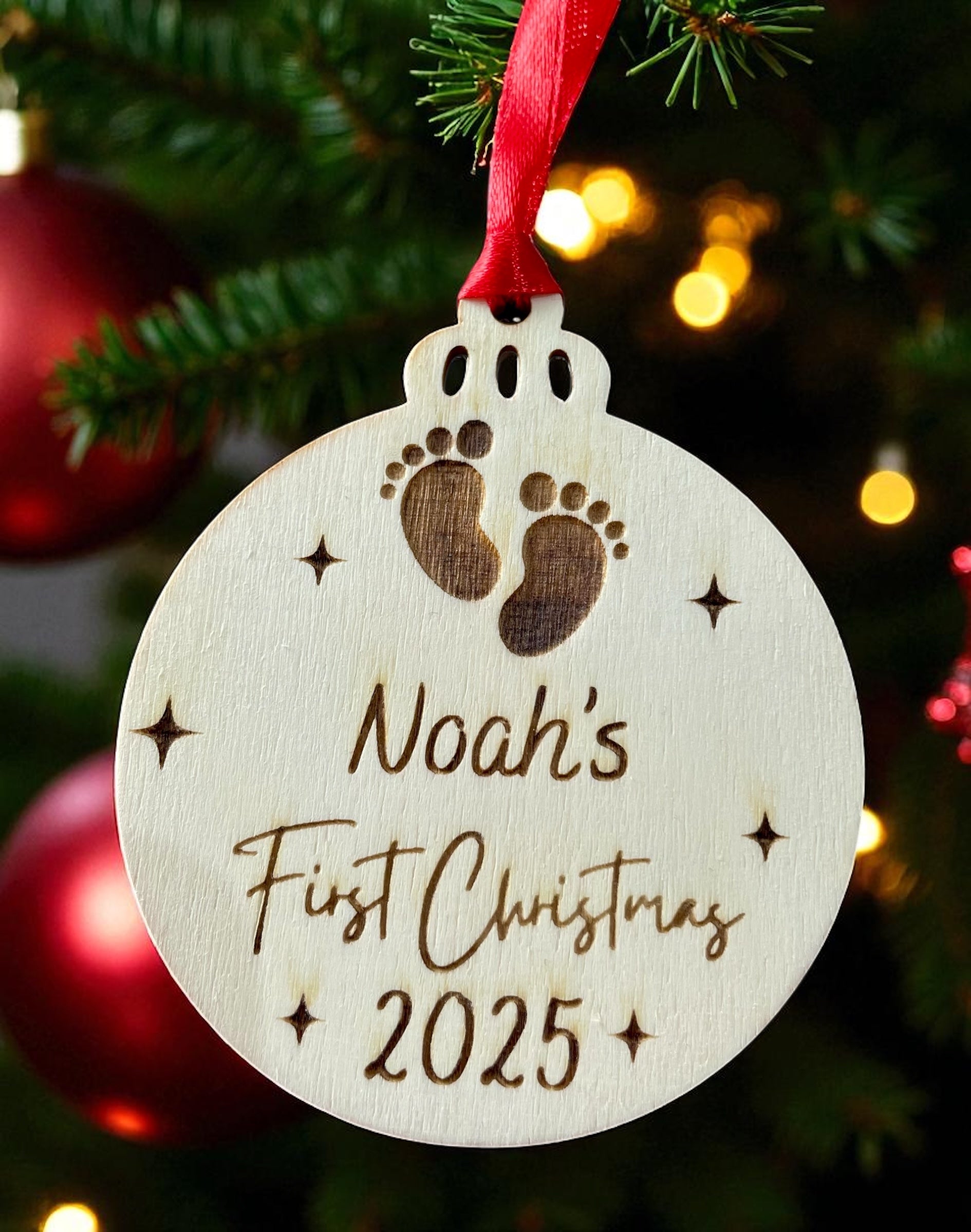 Personalised Baby’s First Christmas Bauble | Custom Wooden Ornament Keepsake