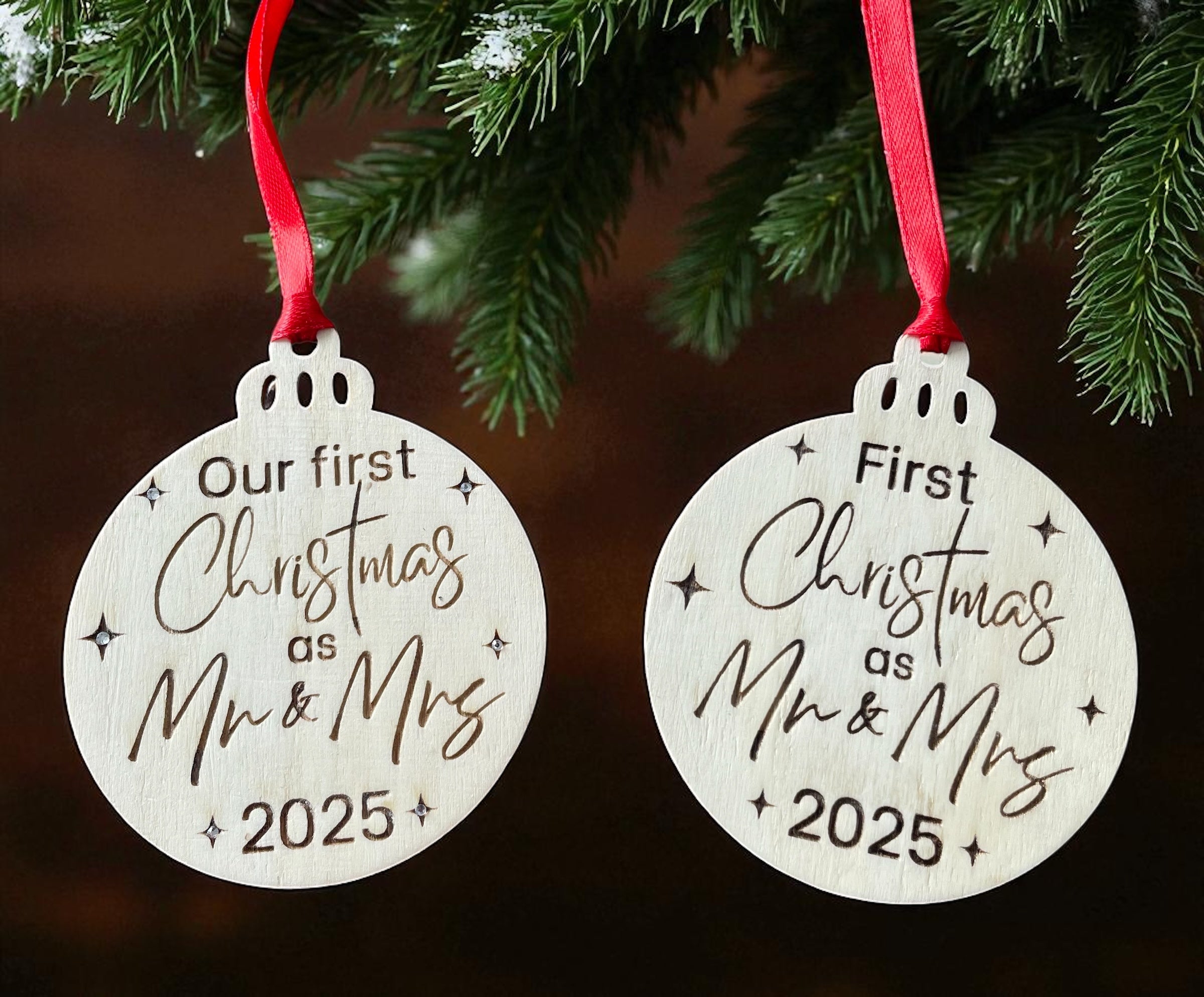 Personalised “Mr & Mrs” First Christmas Bauble | Custom Wedding Keepsake Tree Decoration