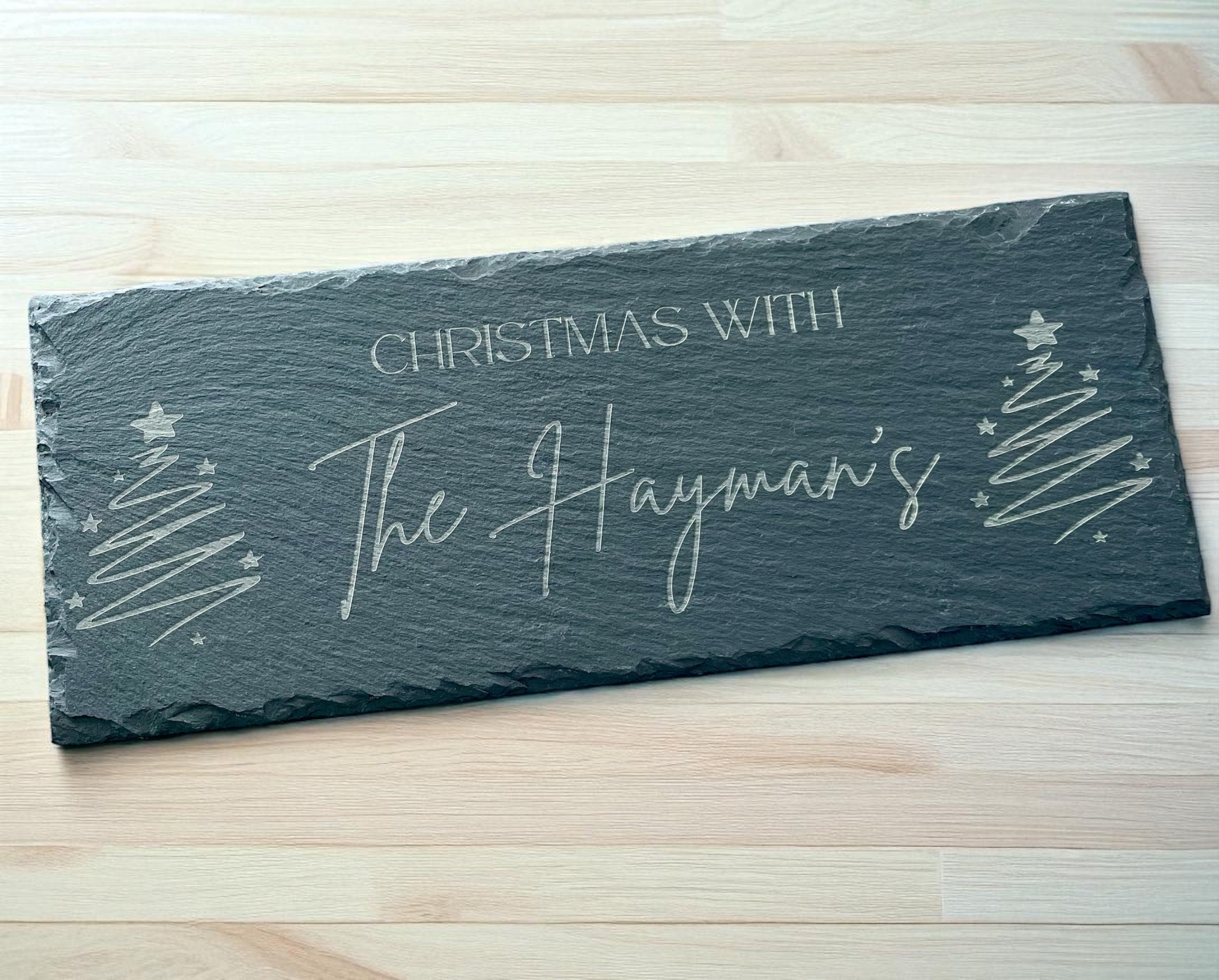 Personalised Family Slate Board | Engraved Christmas Serving Tray