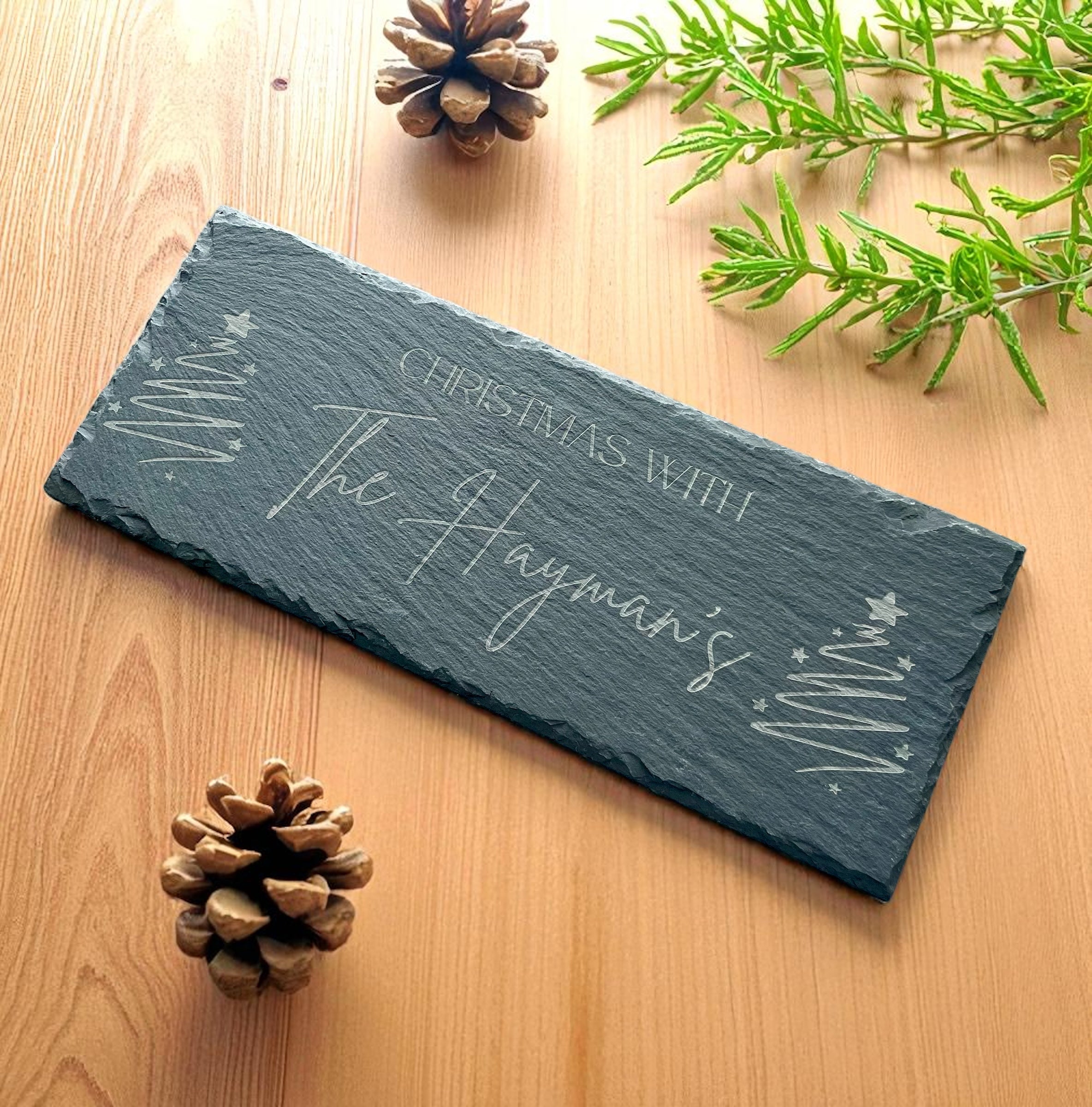 Personalised Family Slate Board | Engraved Christmas Serving Tray